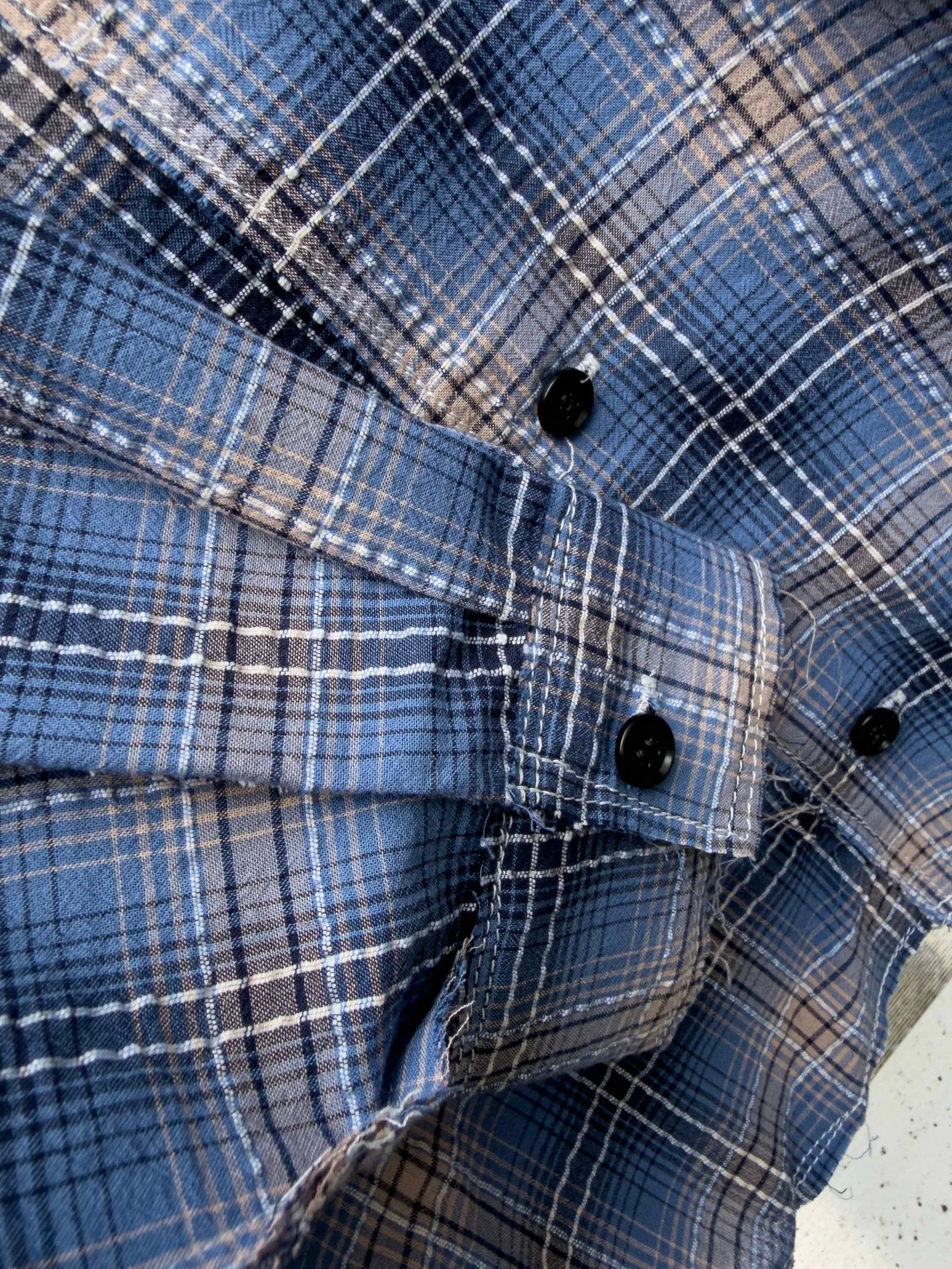 Organic Code Seersucker Check 50s Craftsman Shirt / Blue