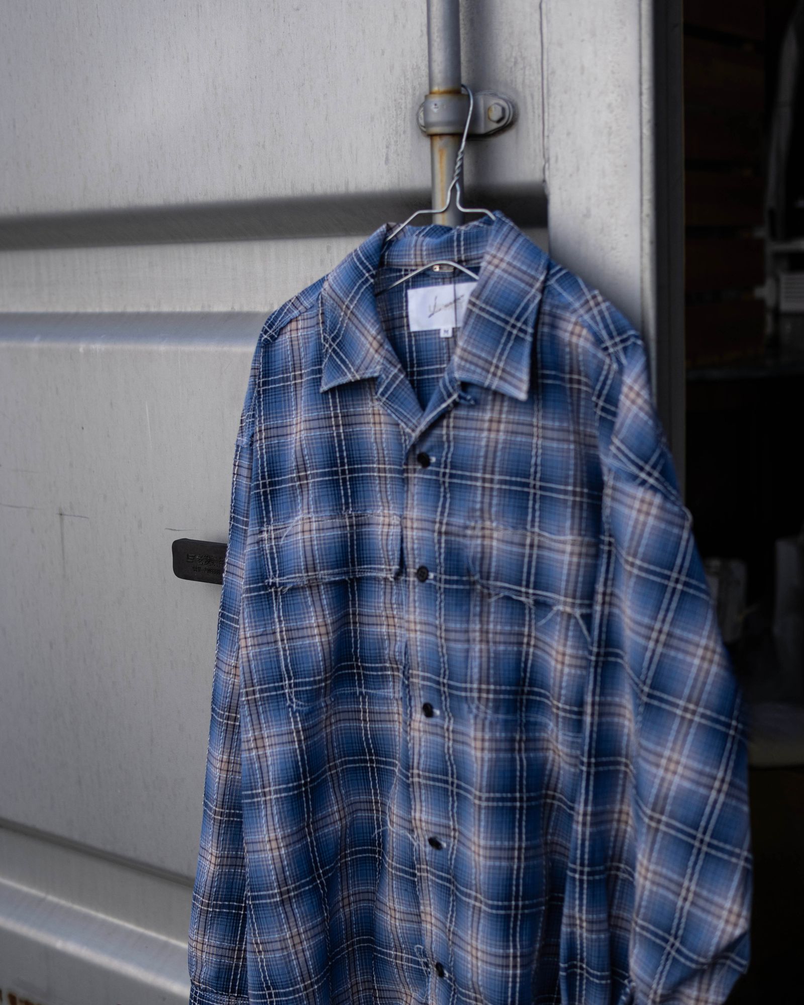 Organic Code Seersucker Check 50s Craftsman Shirt / Blue