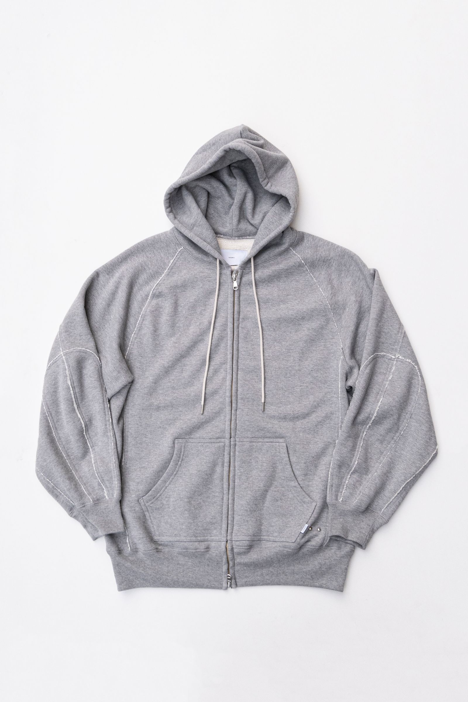 SUGARHILL - ZIP-UP RAW EDGE HOODIE / GRAY | Retikle Online Store