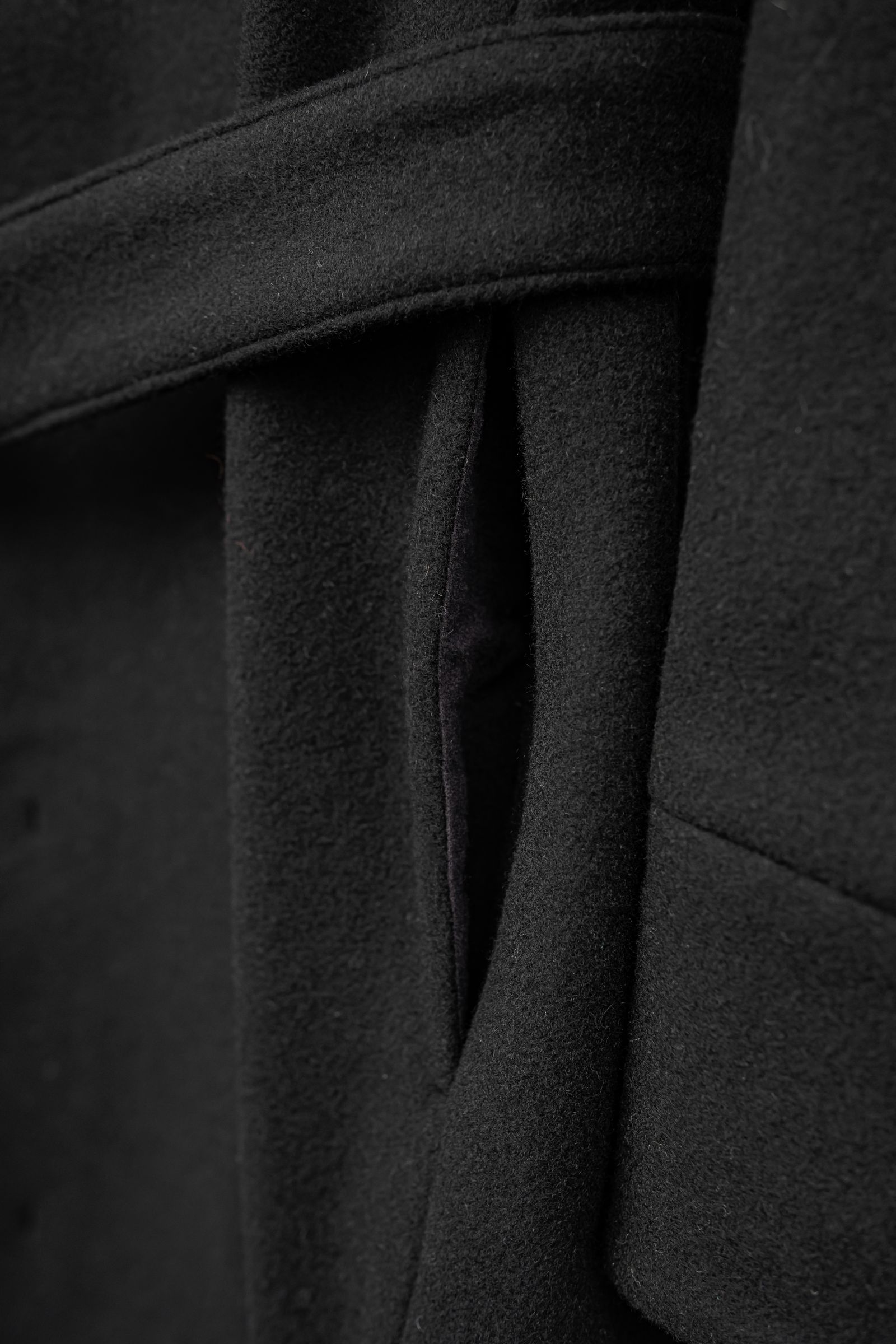 JUHA - BELTED OVER COAT / Black | Retikle Online Store