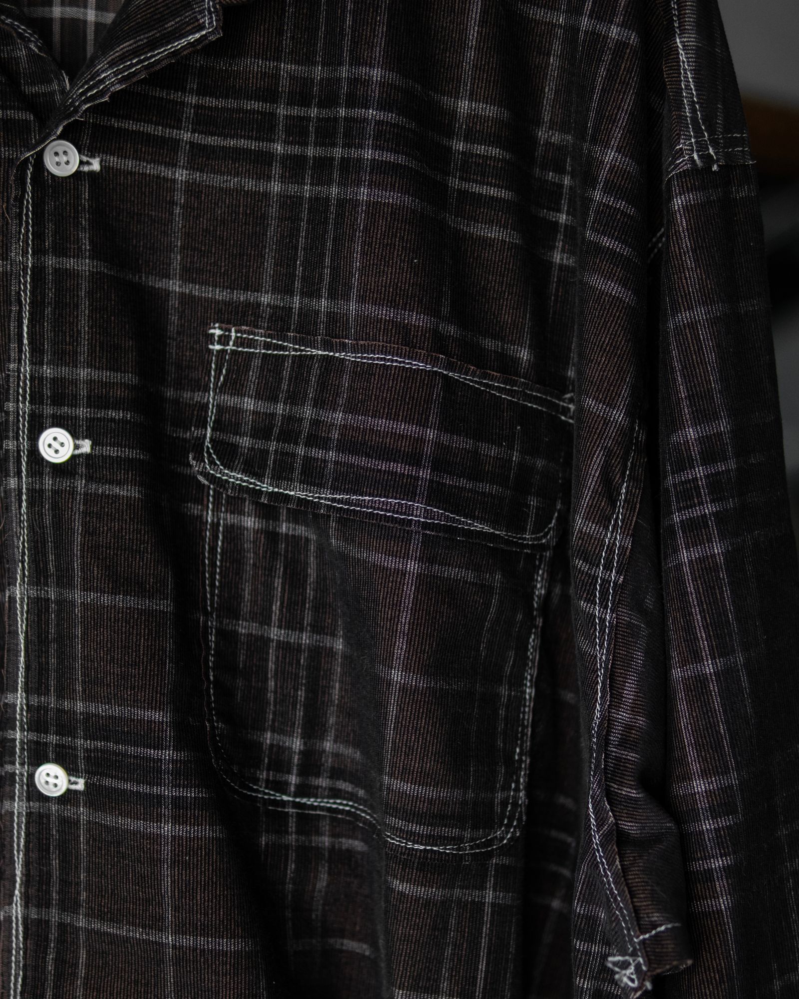 21W Yarn-Dyed Check Corduroy 50s Craftsman Shirt / Black