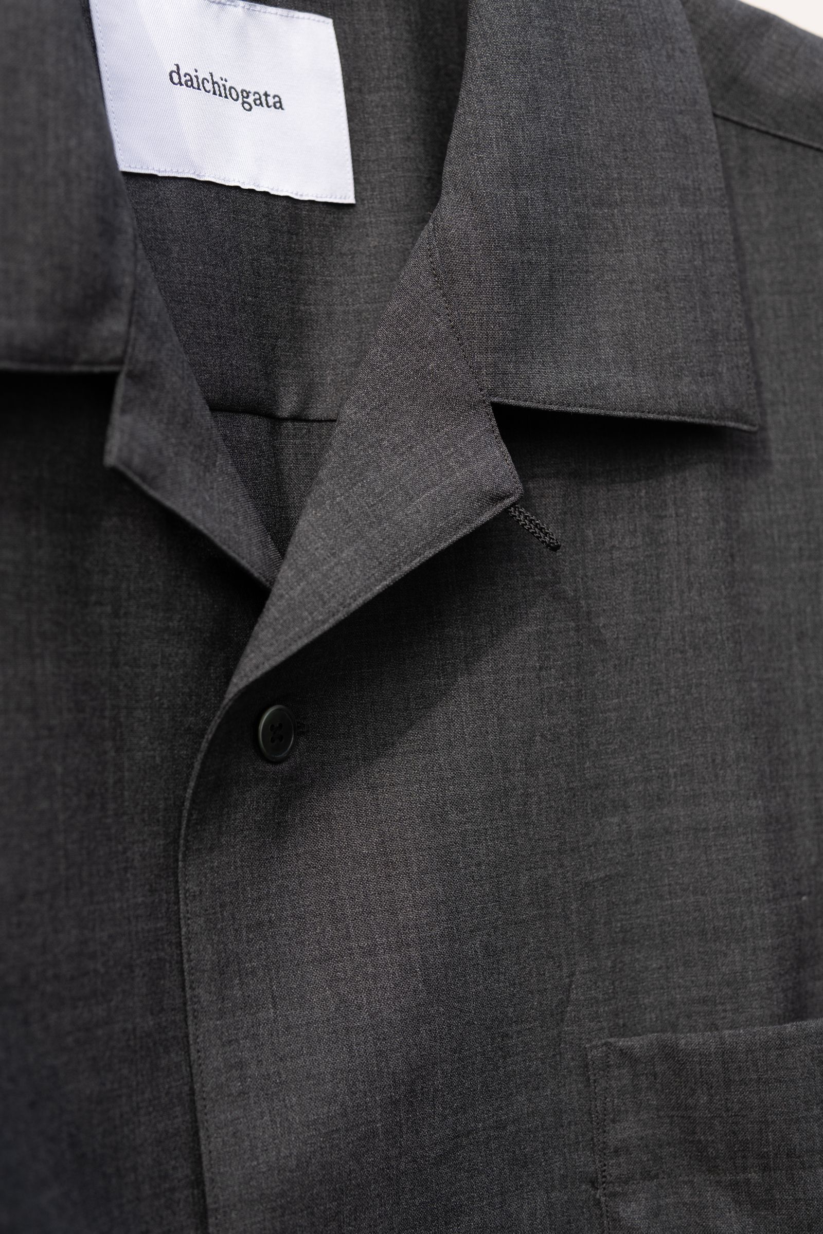 Wool Open Collar Shirt / Charcoal