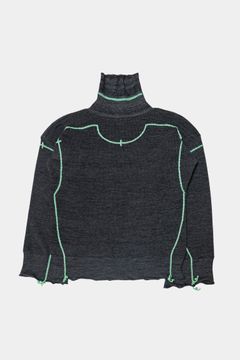 previous sweater / charcoal×green stitch