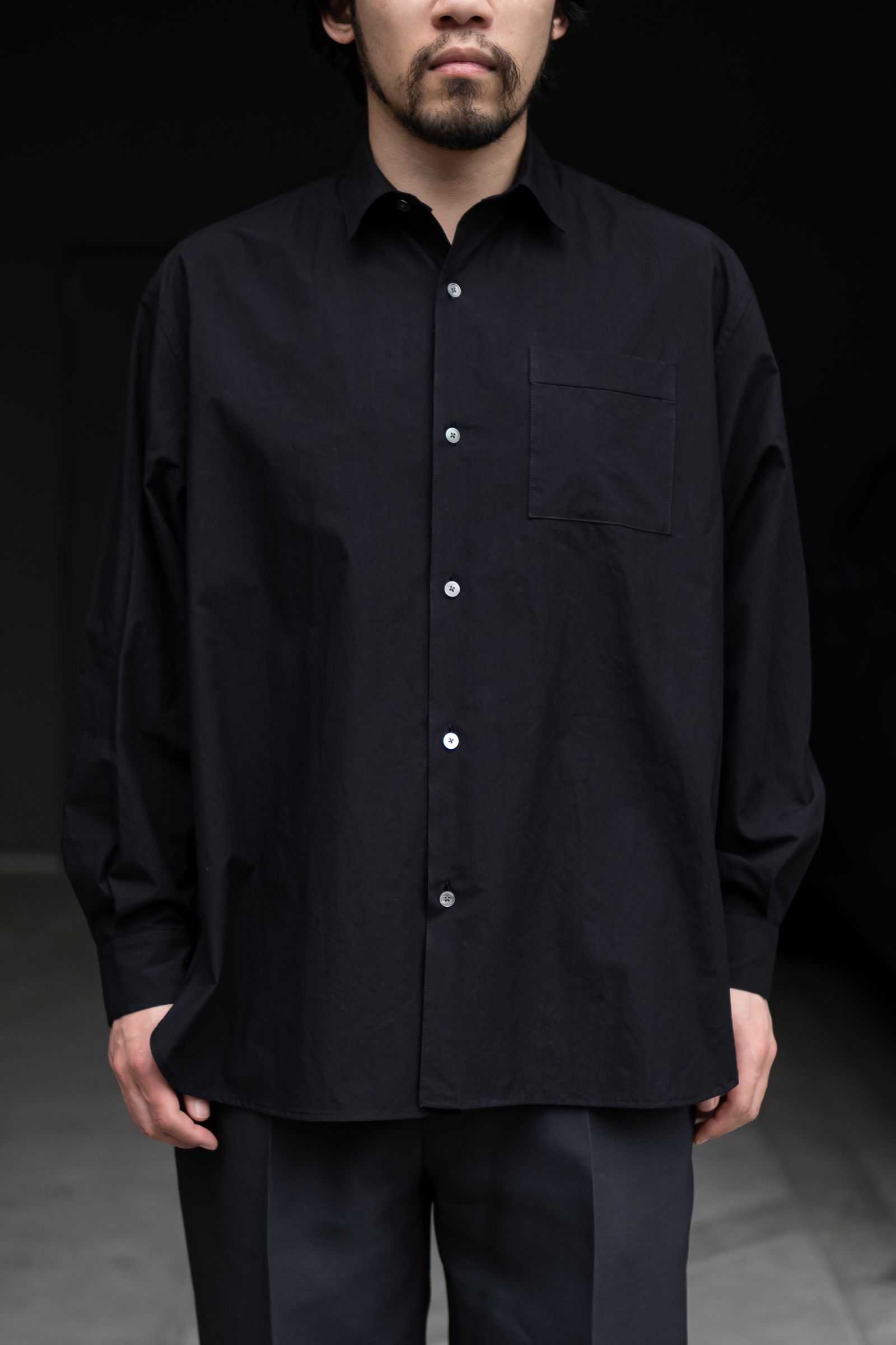 Blanc YM - Cotton Wide Shirt / Black | Retikle Online Store