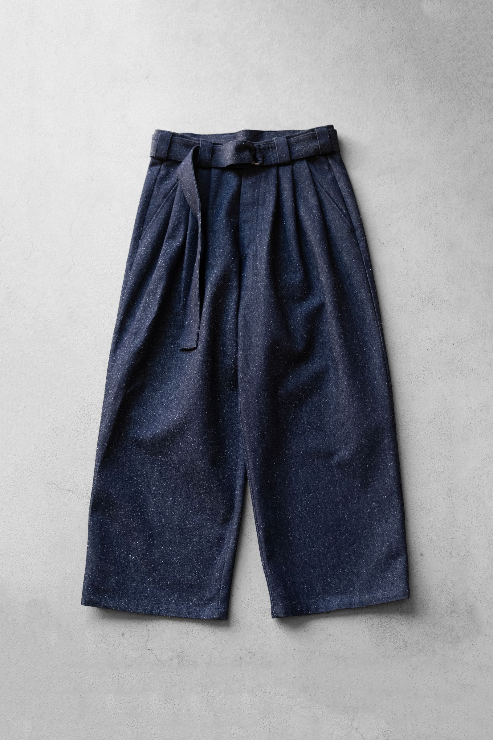 Silk Denim Wide Pants / Navy