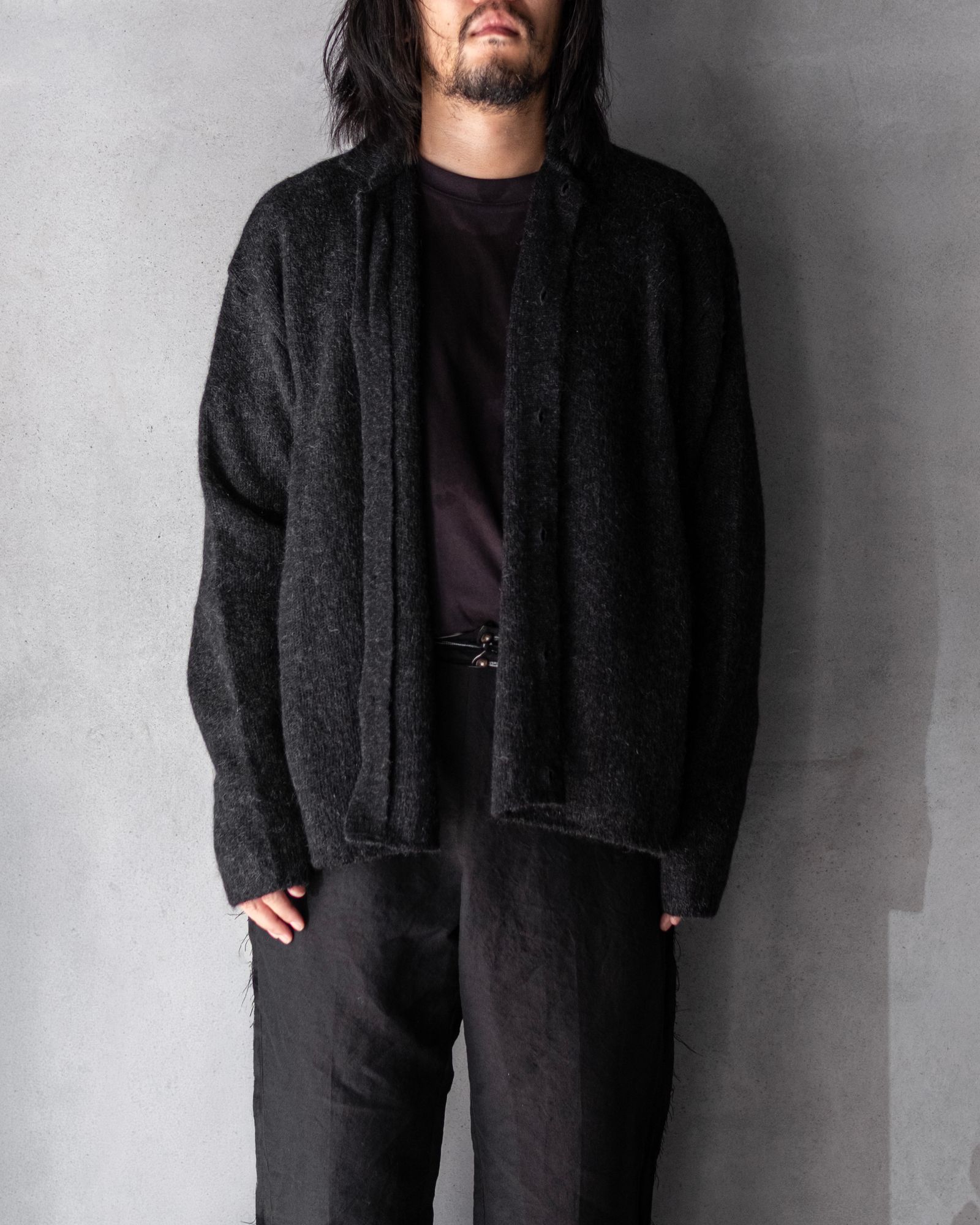Kid Mohair Knit Shirts / Black