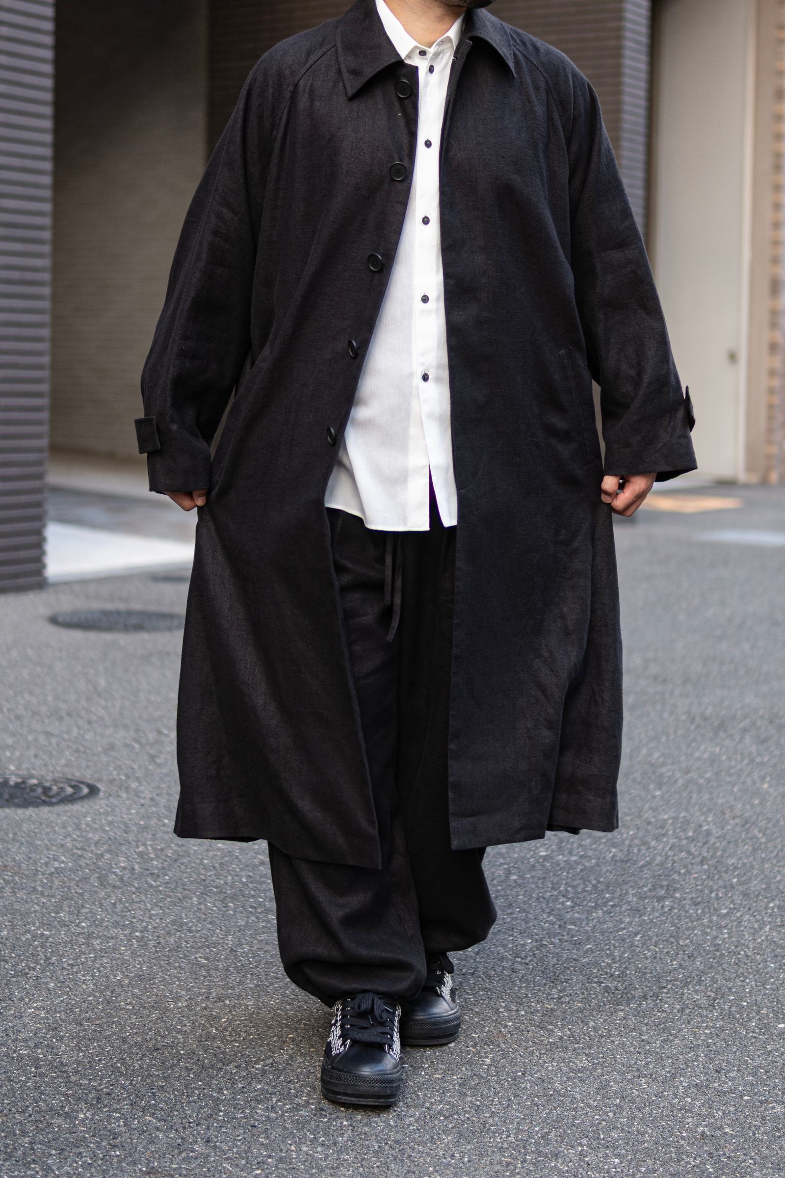 HEMP OVERSIZE BALMACAN COAT / Black