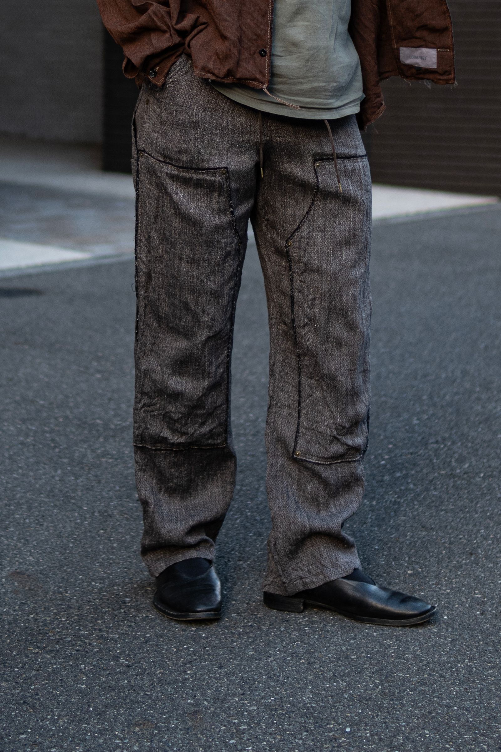 Linen Silk Double knee PT / brw