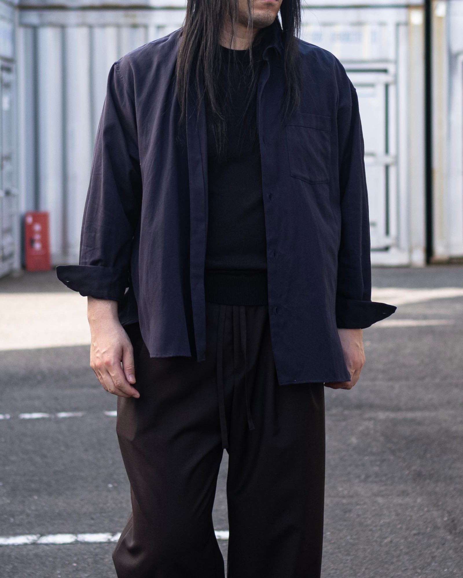 Soft Oxford Wide Shirts / Navy