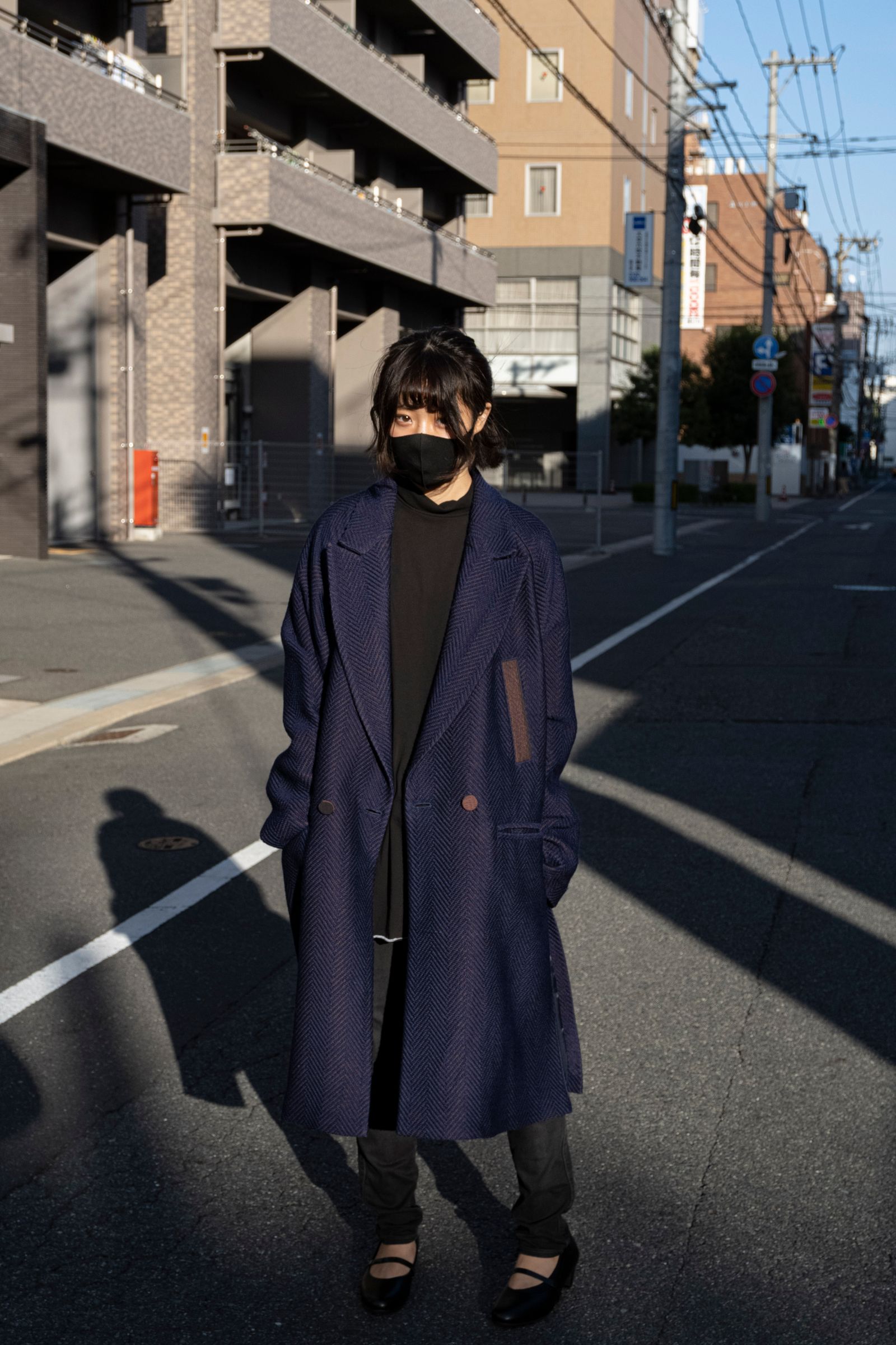Wool Herringbone Chester Coat / ウールヘリンボーンチェスターコート - ROYAL BLUE