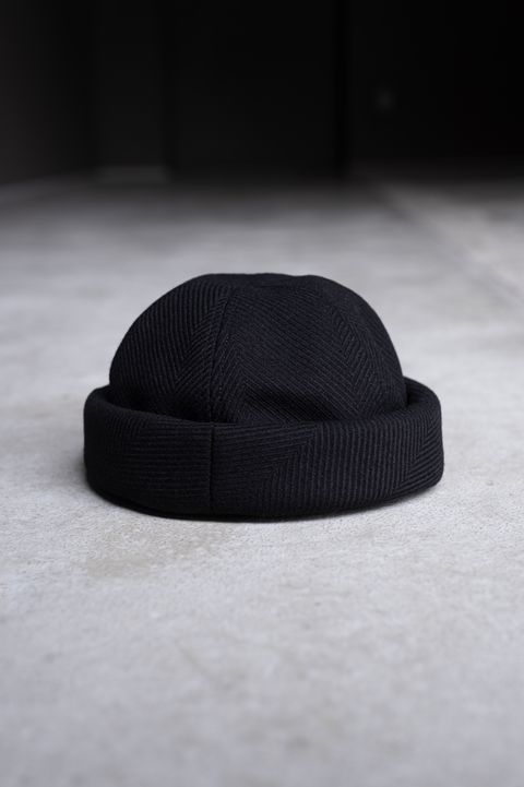 Dobby Stripe Roll Cap / Black