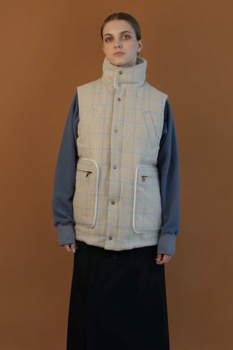 TWEED DOWN VEST / HERRINGBONE OVERPANE