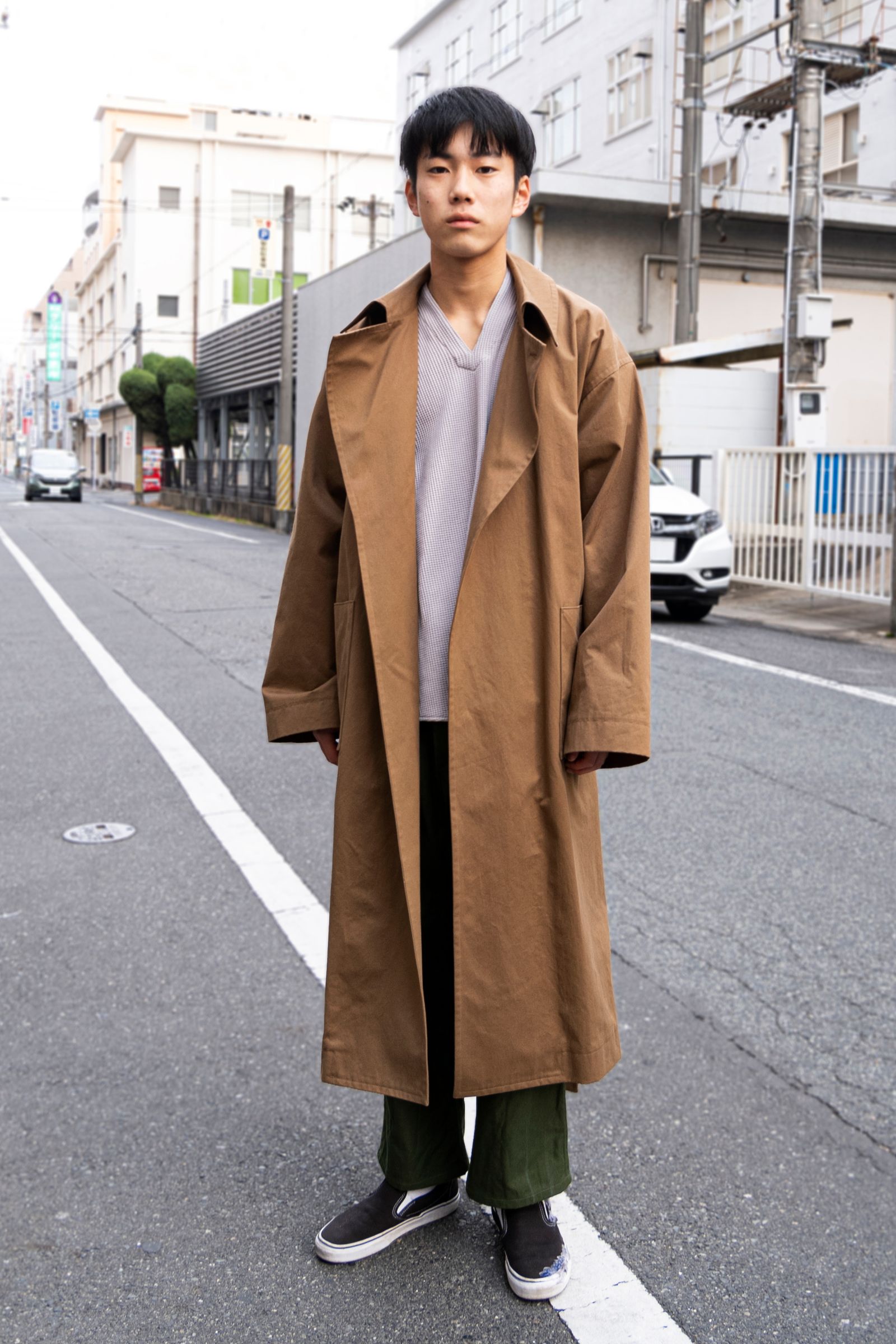 ATHA HIGH DENSITY TWILL MAXI COAT ecru - ステンカラーコート