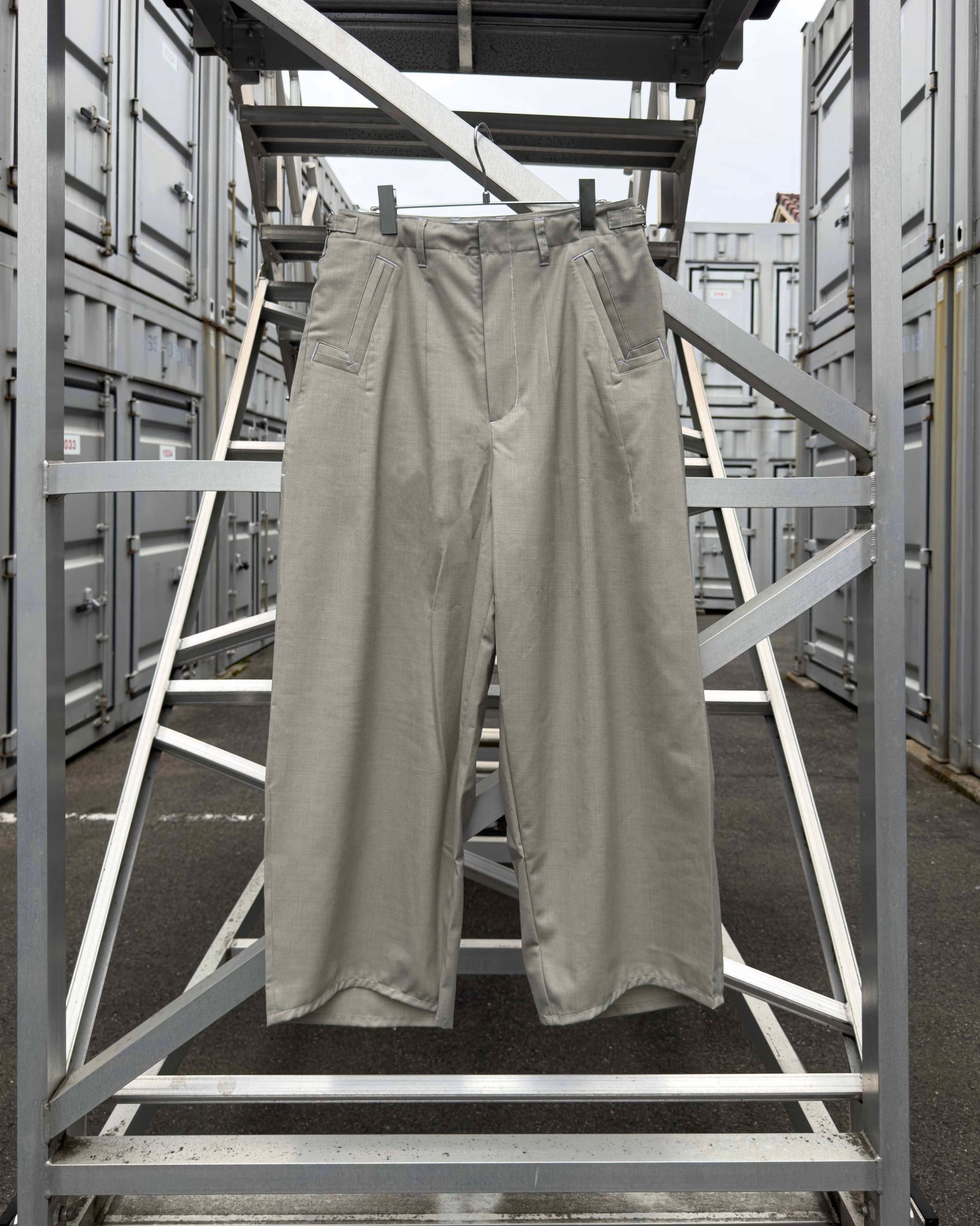 “Washable Super120’s” WIDE CEREMONY “MC” TROUSERS / Gray