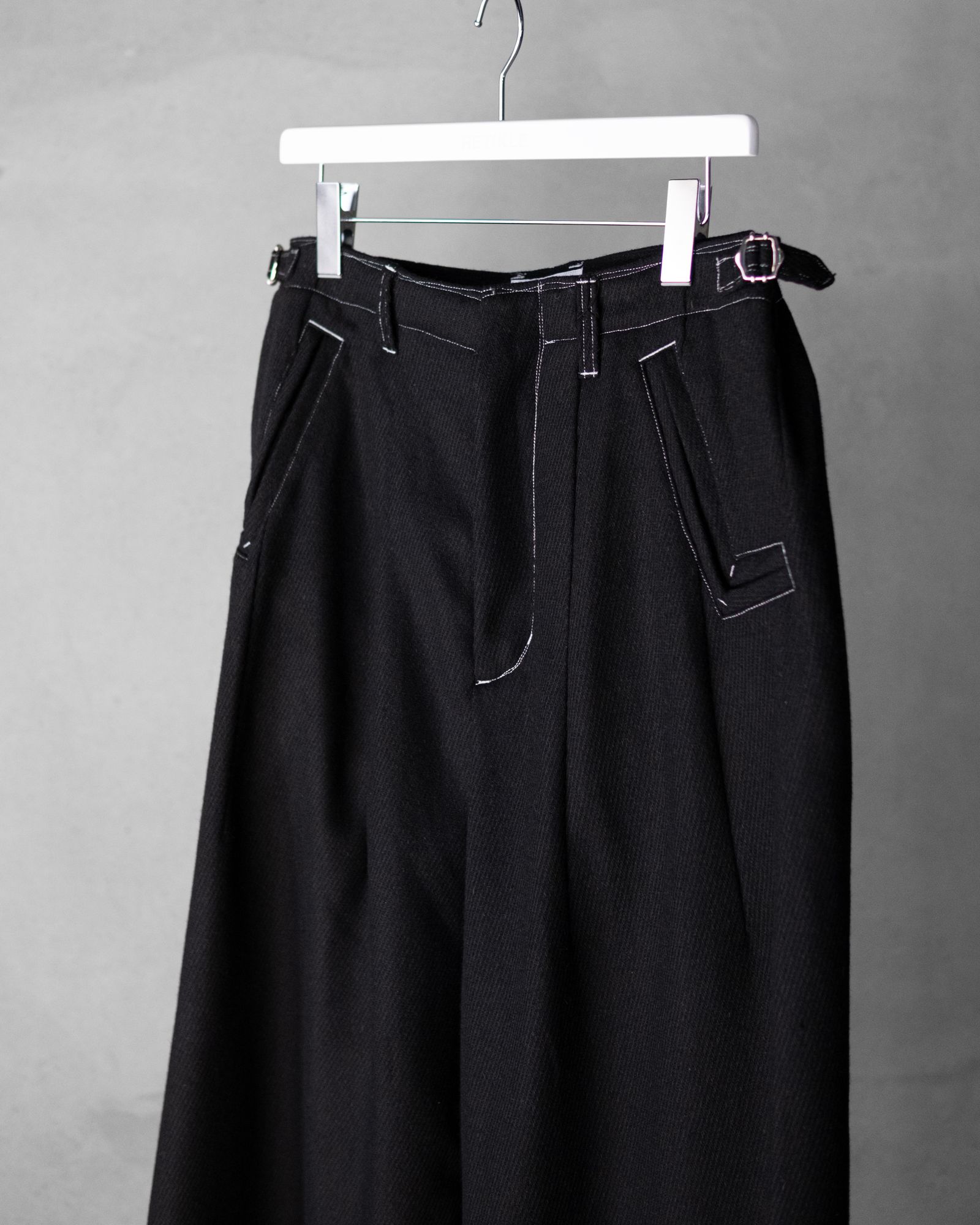 “WOOL CASHMERE”WIDE CEREMONY “MC” TROUSERS / Black