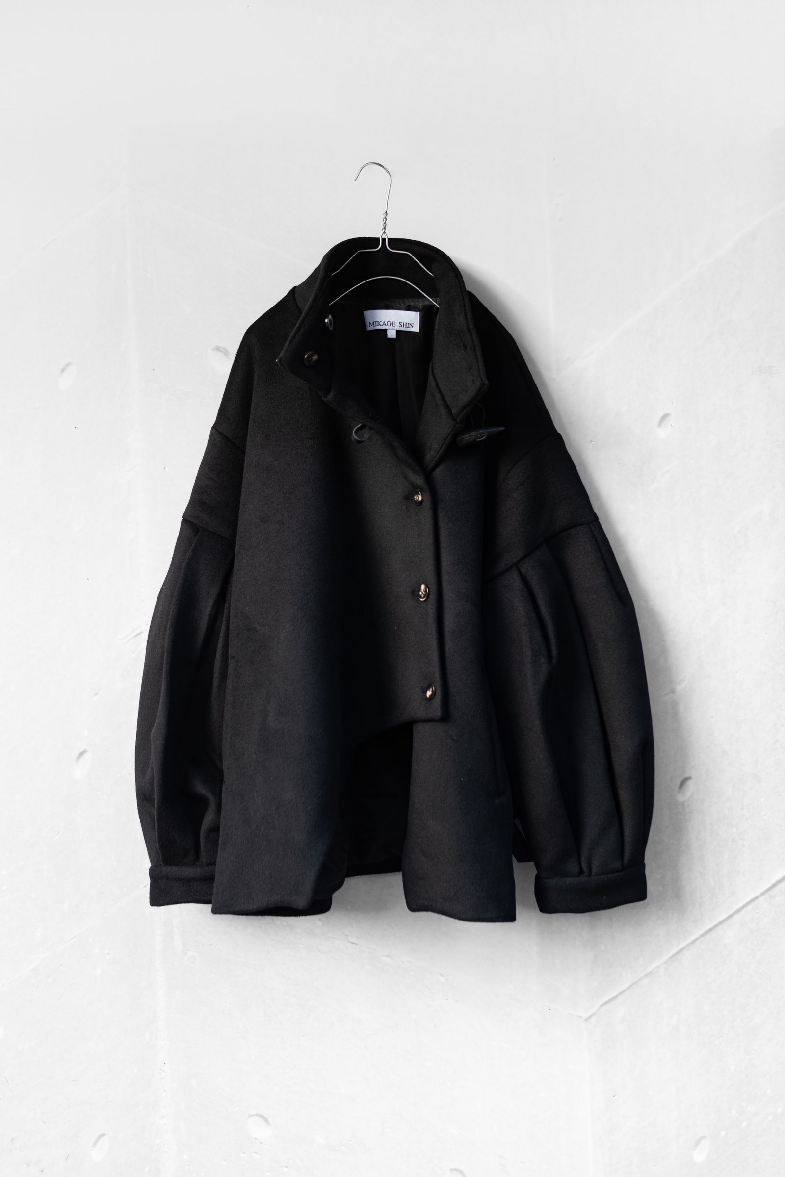 Bias Cut Short Duffle Coat / Black
