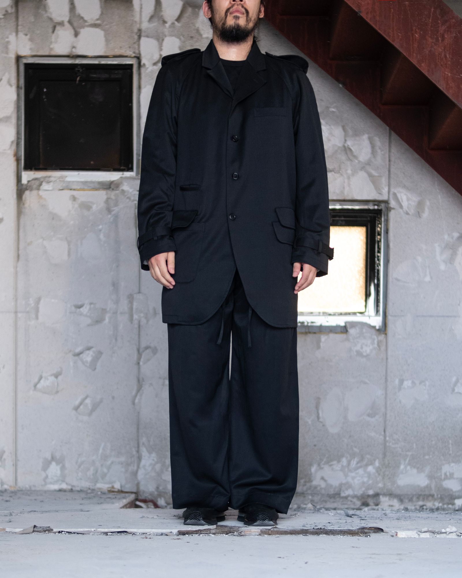 Raglan Long Jacket / Black