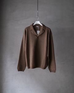 Wool Open Collar Knit Shirts / Brown