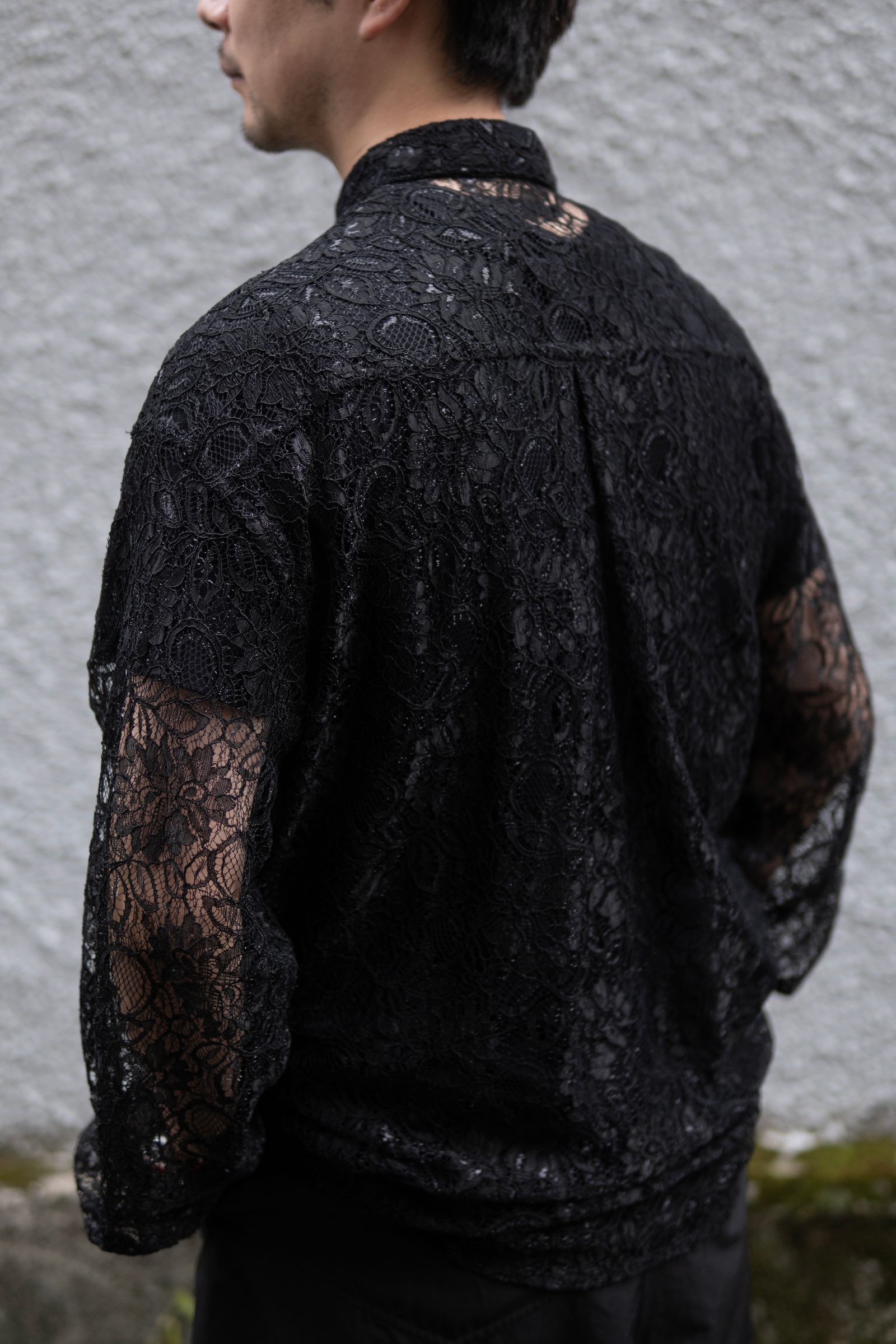 GLITTER LACE L/S SHIRT / BLACK