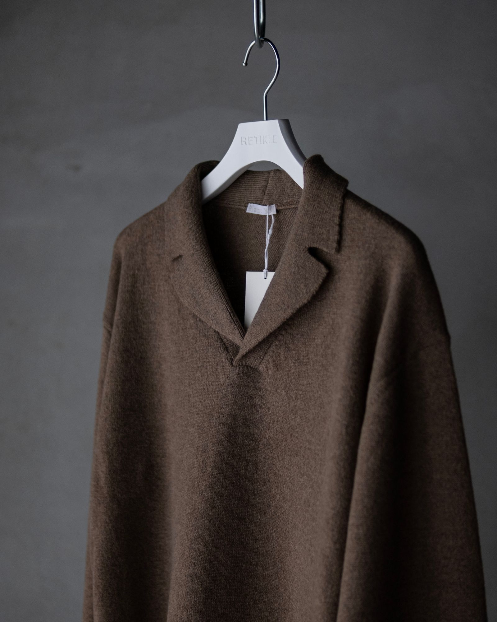 Wool Open Collar Knit Shirts / Brown