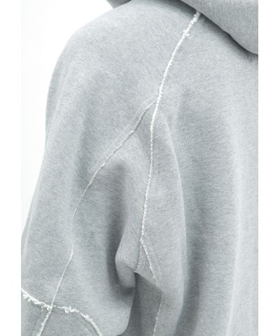 ZIP-UP RAW EDGE HOODIE / GRAY