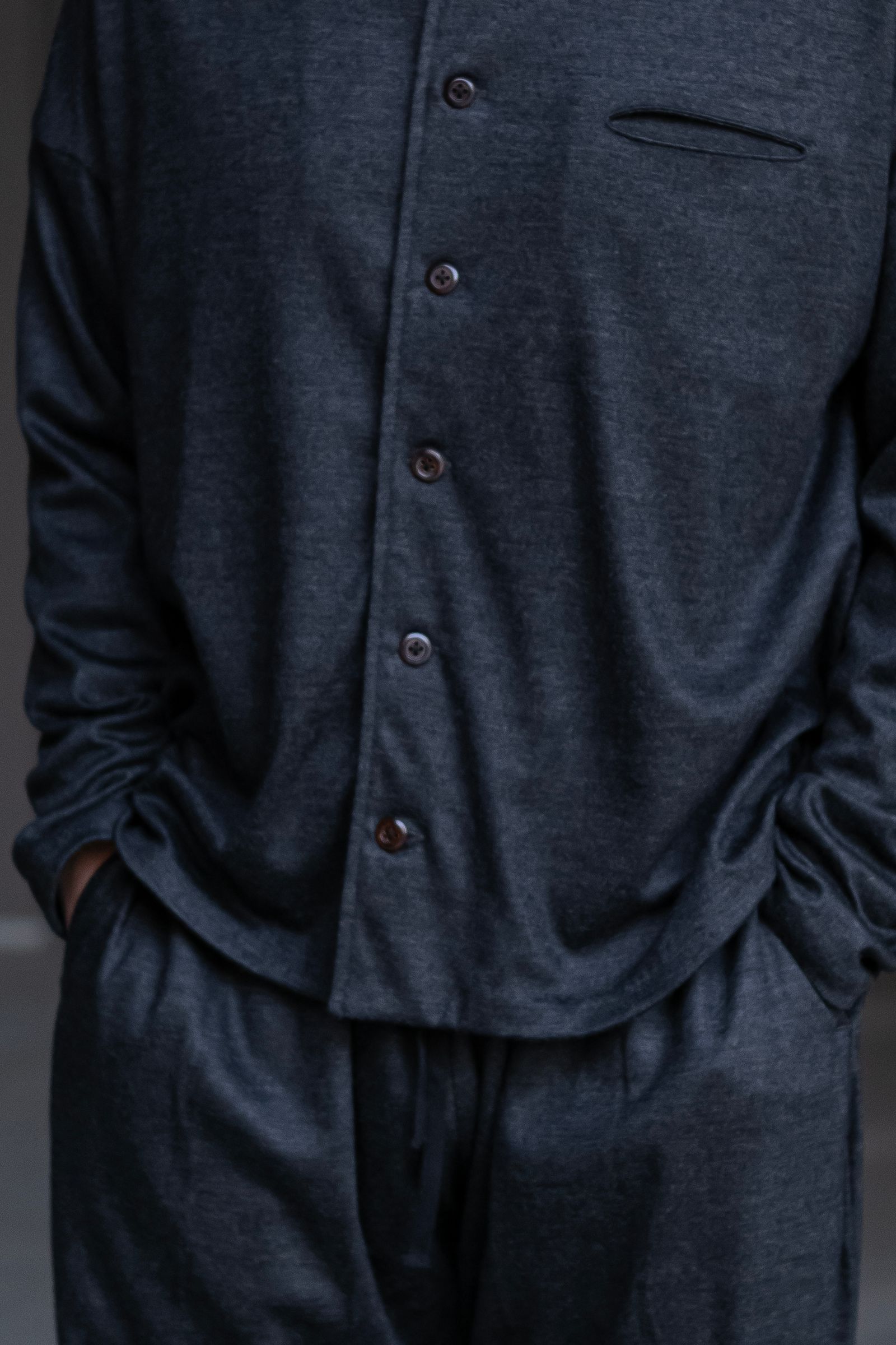 Italian jersey crewneck cardigan / gray