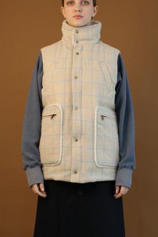 TWEED DOWN VEST / HERRINGBONE OVERPANE