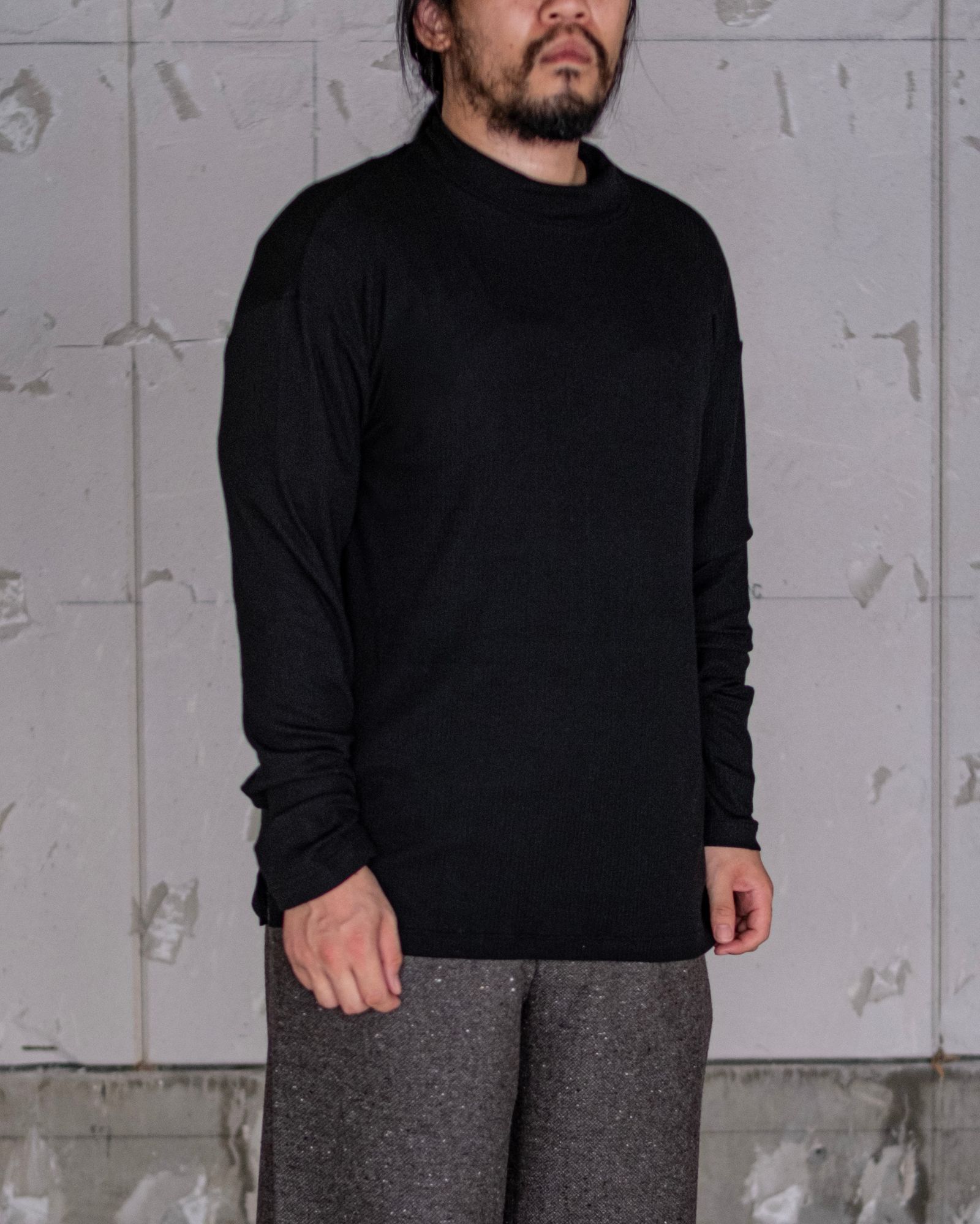 HIGH NECK LONG SLEEVE PULLOVER / BLACK