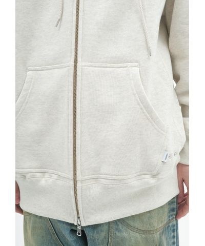 ZIP-UP RAW EDGE HOODIE / WHITE