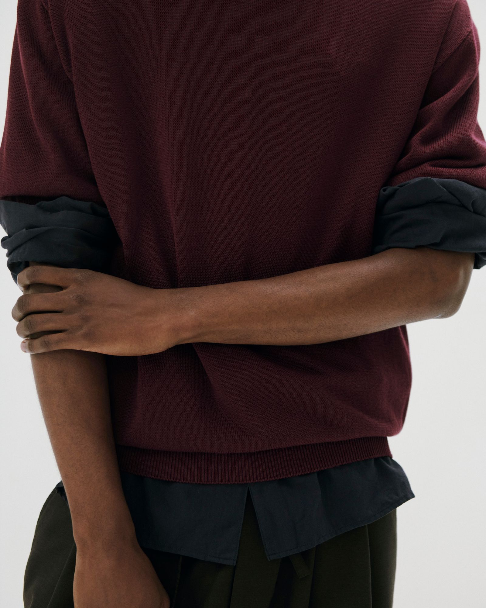 Wide knit T-Shirt / Burgundy