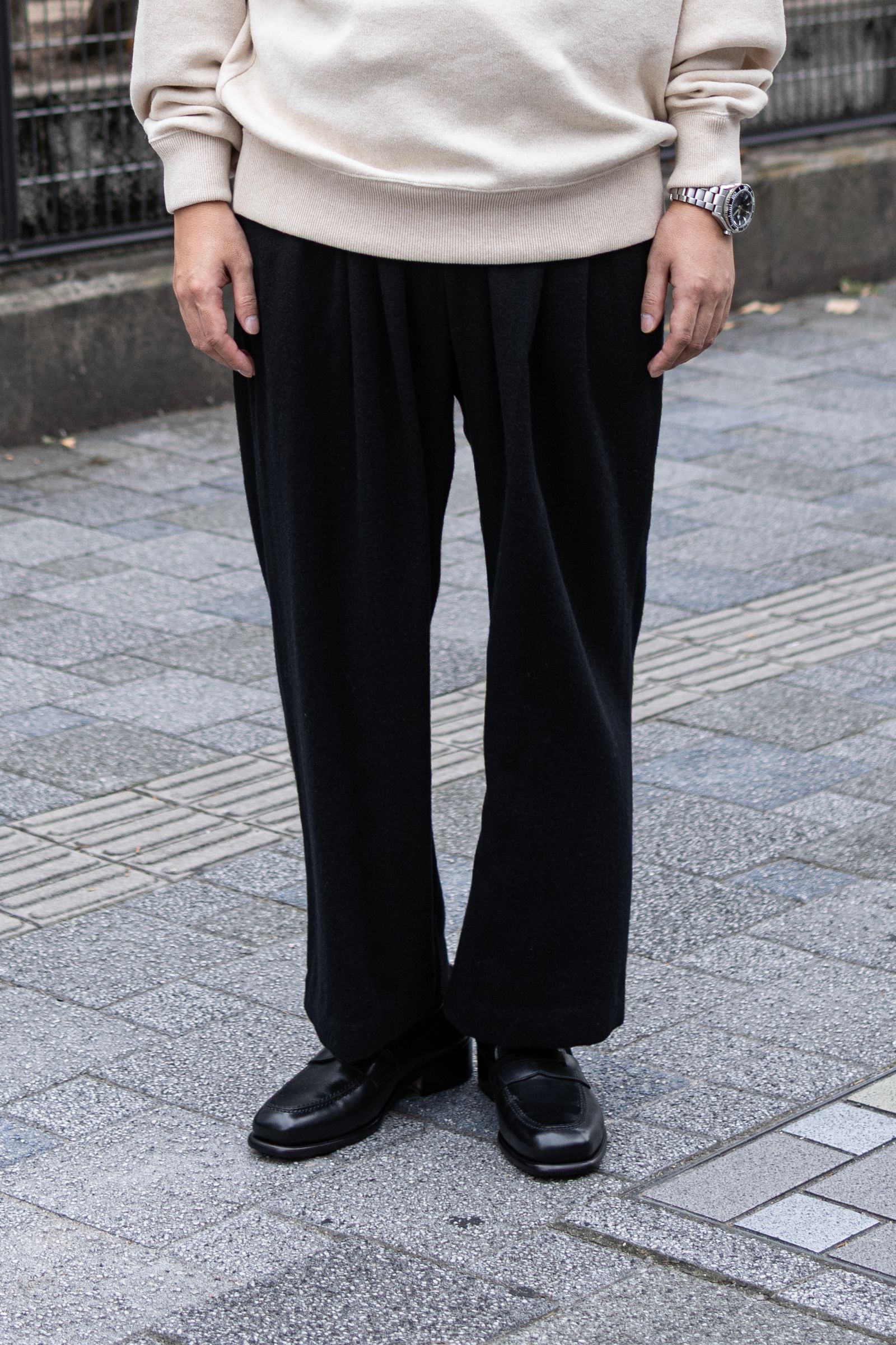 CASHMERE WIDE PANTS / BLACK