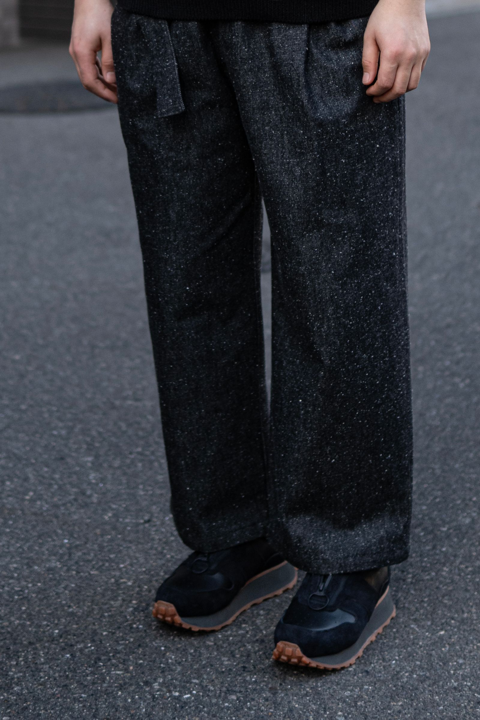 Silk Denim Wide Pants / Black