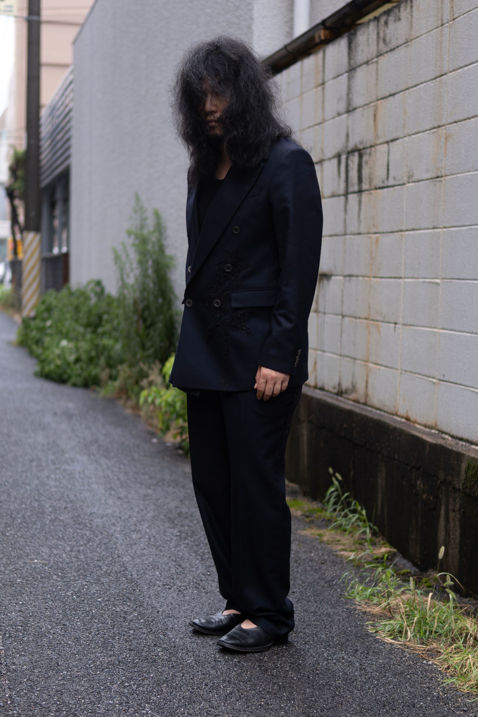 Code embroidery trousers / nvy