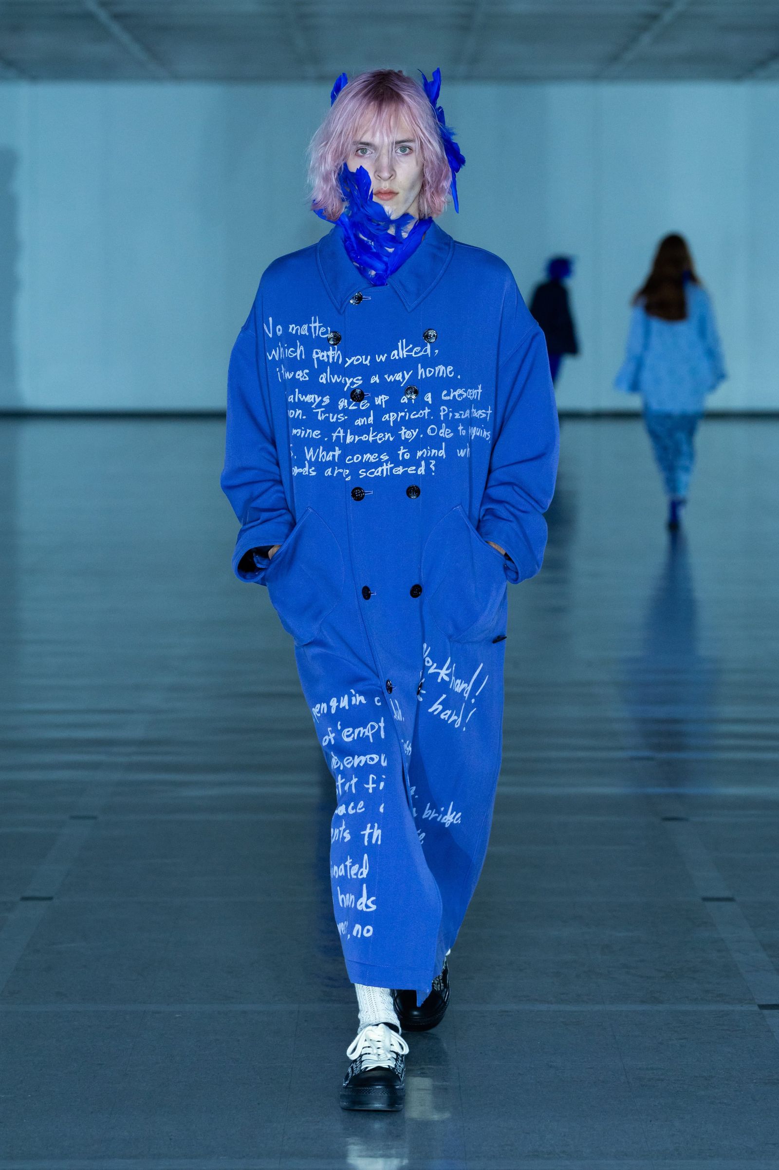 LONG TORSO COAL MINER WITH WORDS / AUBERGINE BLUE