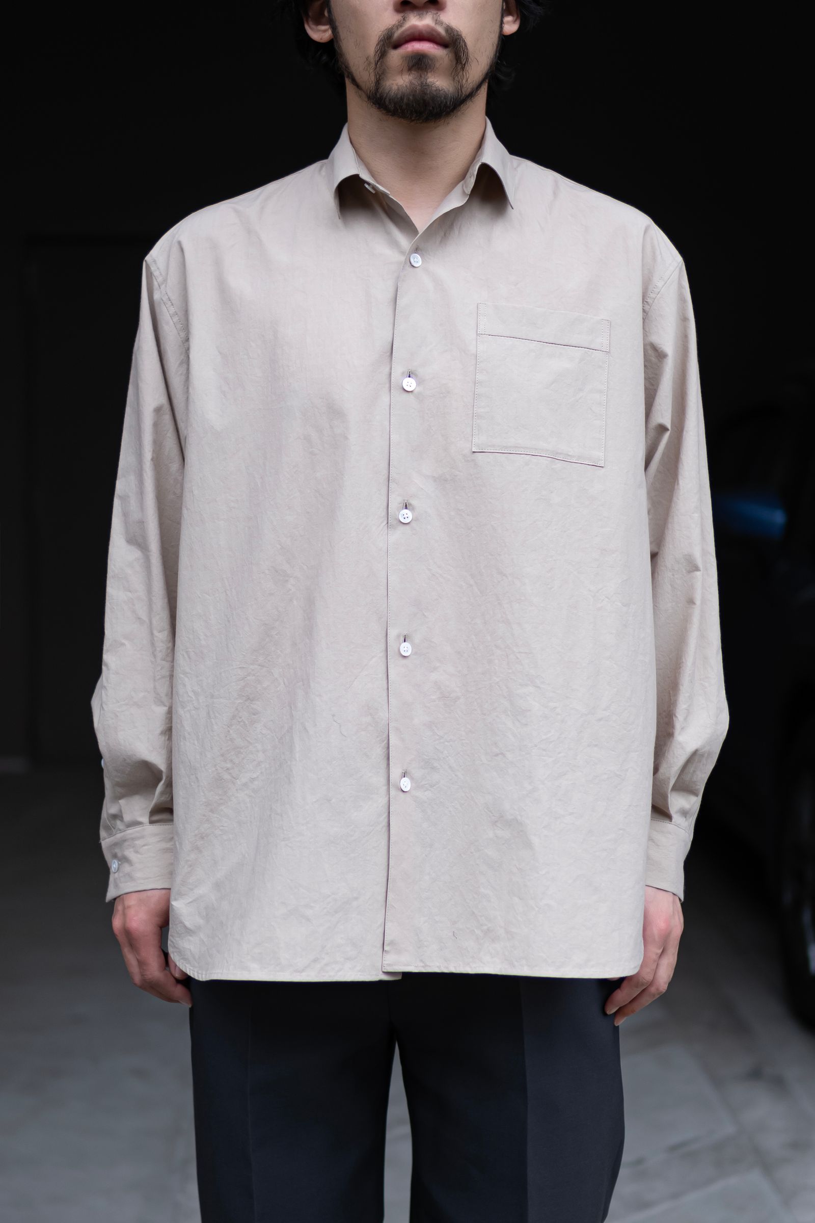 Blanc YM - Cotton Wide Shirt / Beige | Retikle Online Store