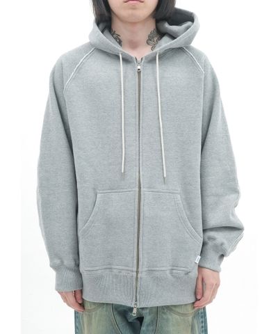 ZIP-UP RAW EDGE HOODIE / GRAY