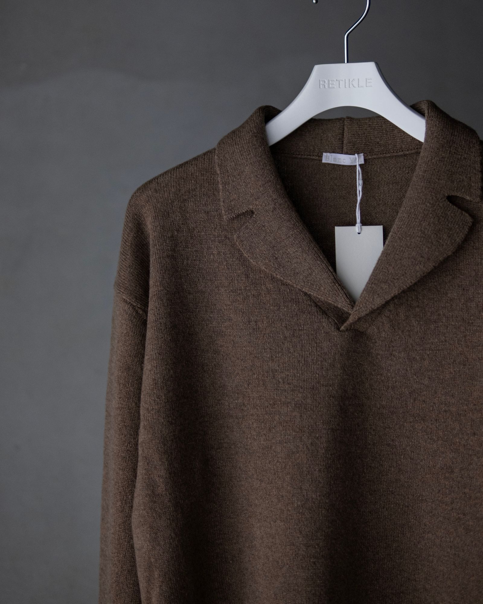 Wool Open Collar Knit Shirts / Brown