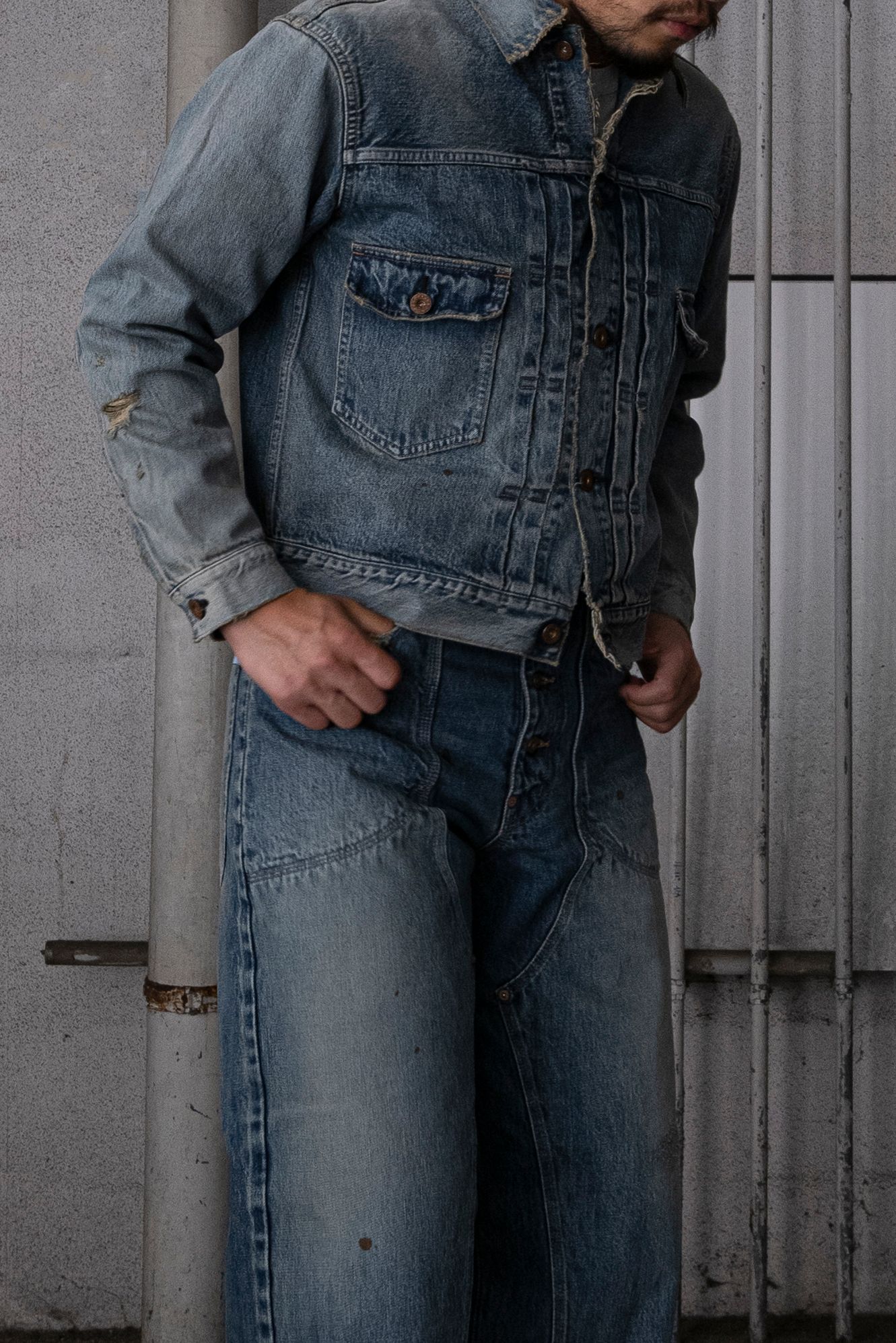 SUGARHILL - 【SUGARHILL×UNUSED】FADED DOUBLE KNEE DENIM PANTS