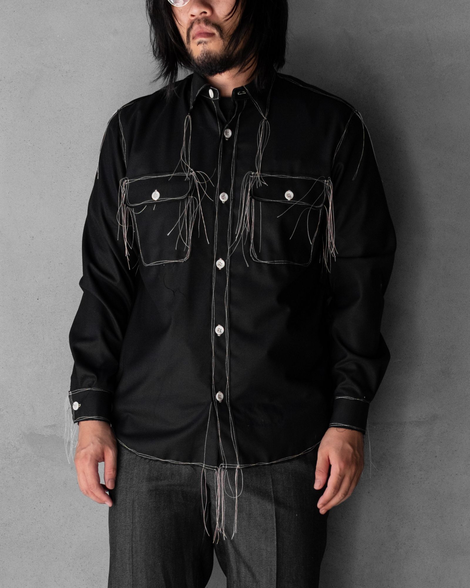“Washable Super120’s” 60s COLLAR CRAFTSMAN SHIRT / Black