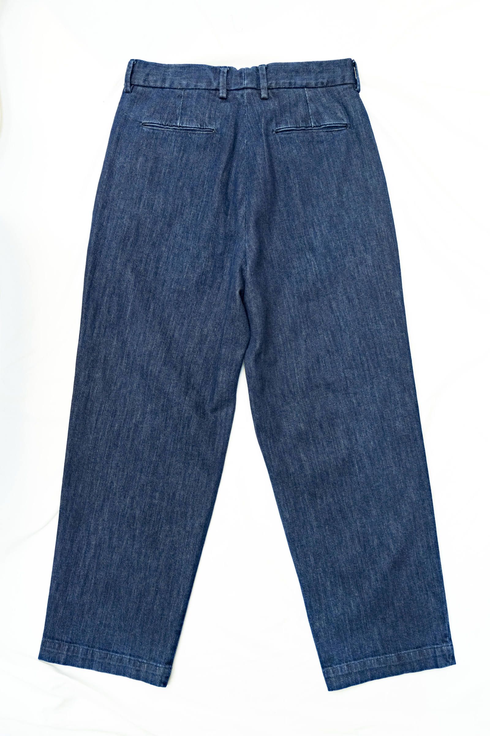 DENIM ONE WASH 1TUCK WIDE PANTS / BLUE BLUE