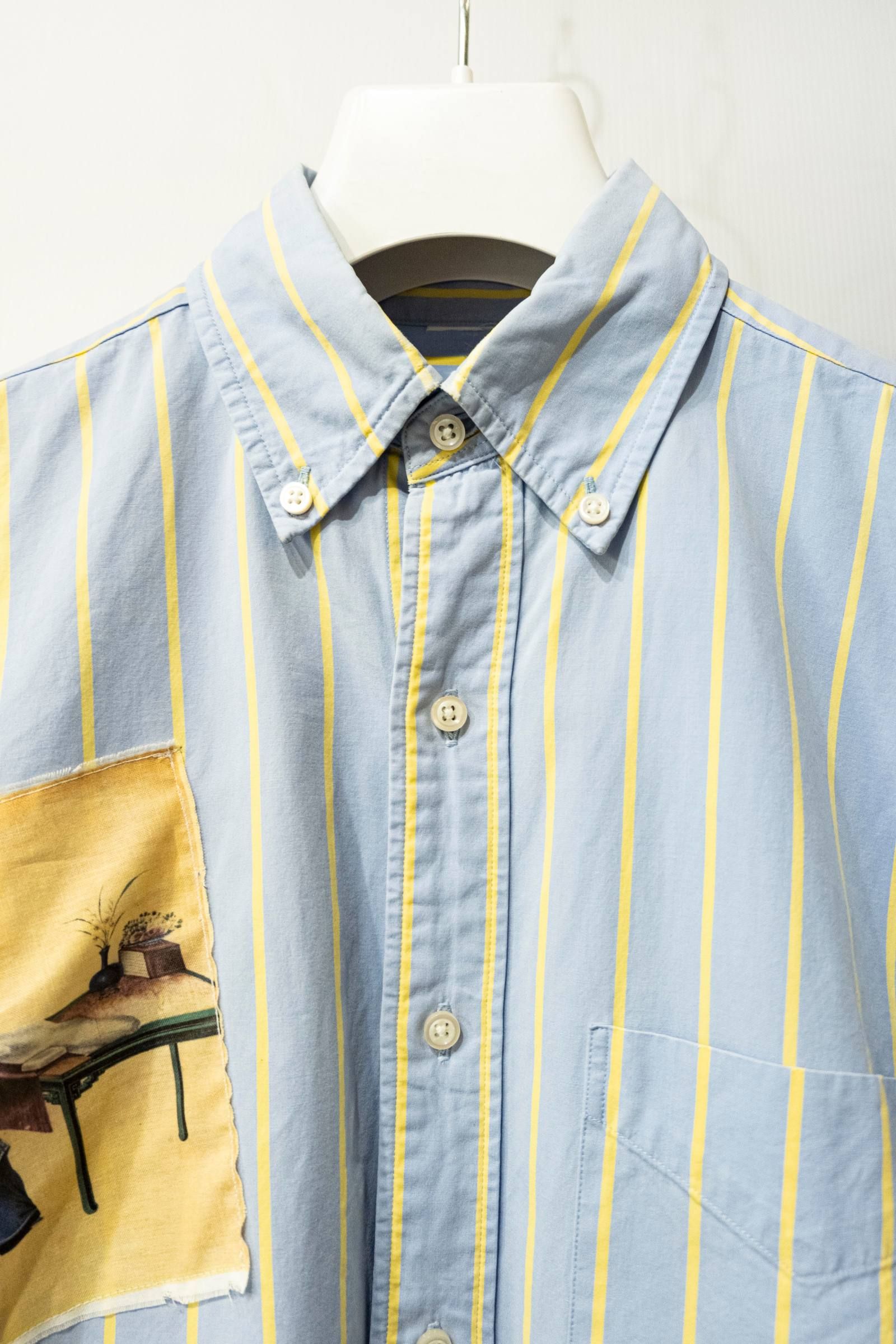 No Attention Remake line - JAPAN remake blue stripe patch shirts