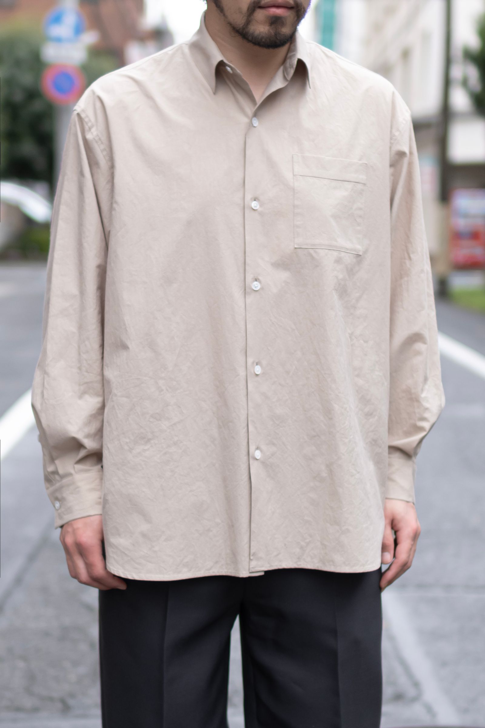 Blanc YM - Cotton Wide Shirt / Beige | Retikle Online Store