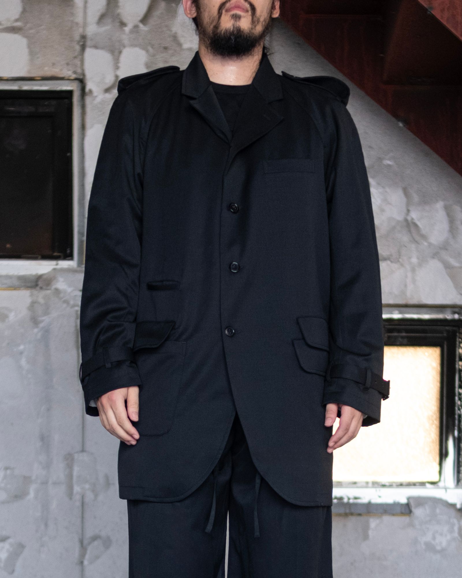 Raglan Long Jacket / Black