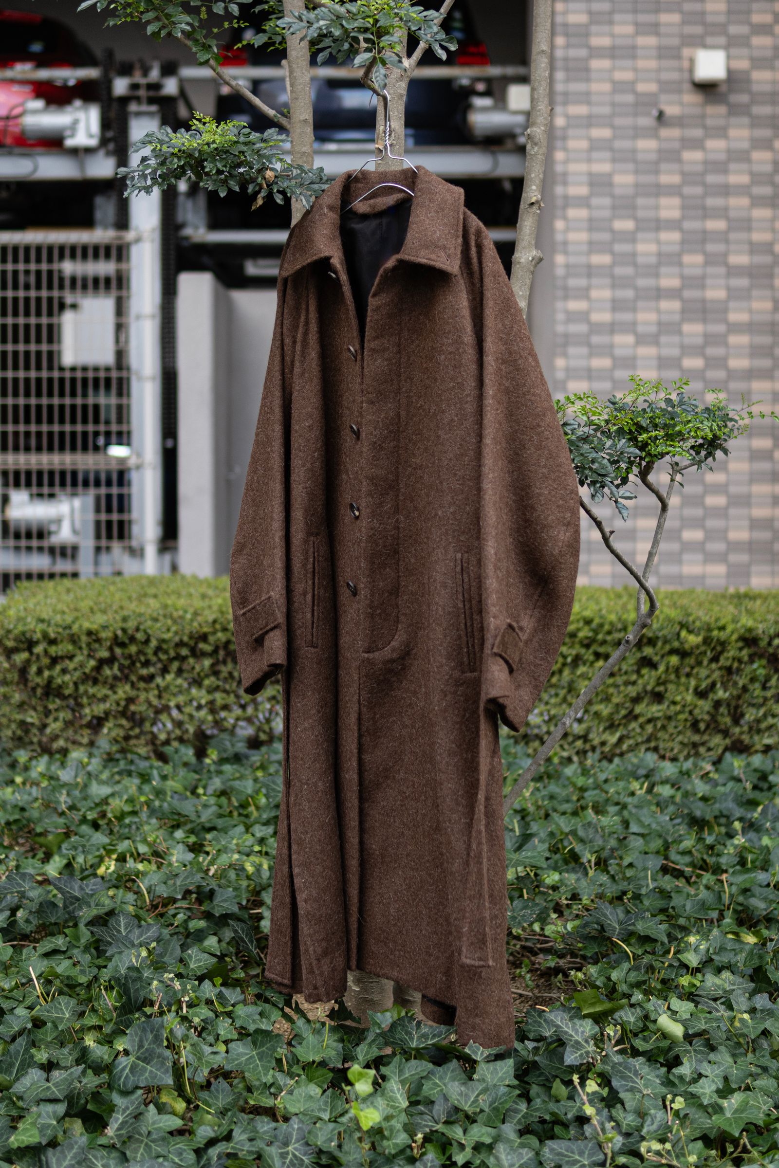 ALPACA OVERSIZE BALMACAN COAT / Natural Brown