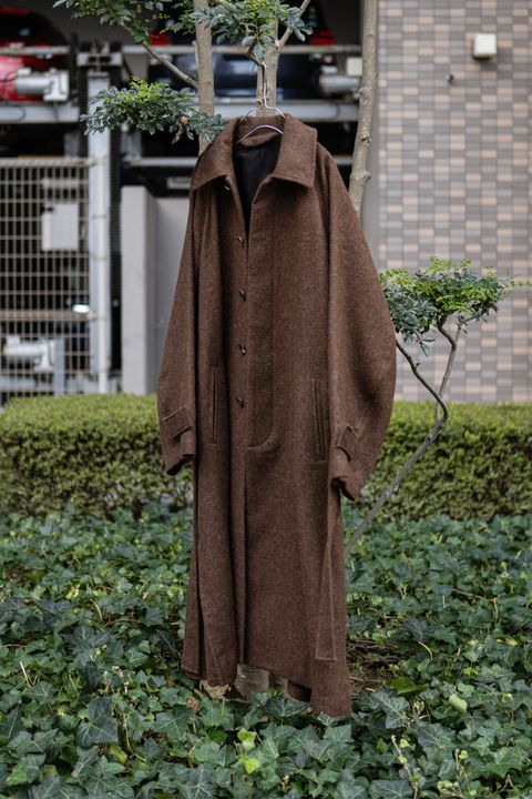 ALPACA OVERSIZE BALMACAN COAT / Natural Brown