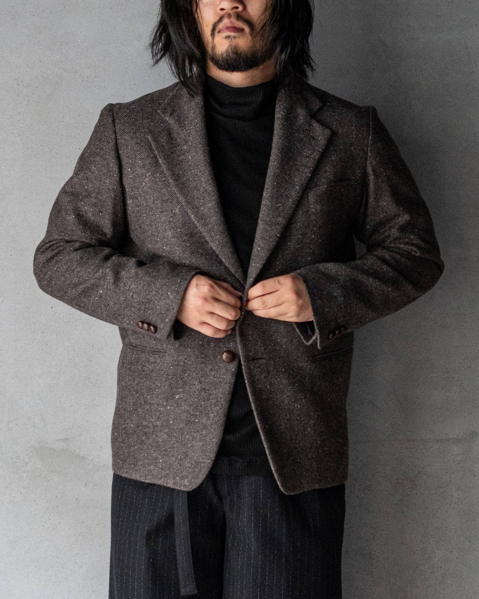 SINGLE-BREASTED 2BUTTON COMFORT-FIT LINED JACKET / MOCHA GREY