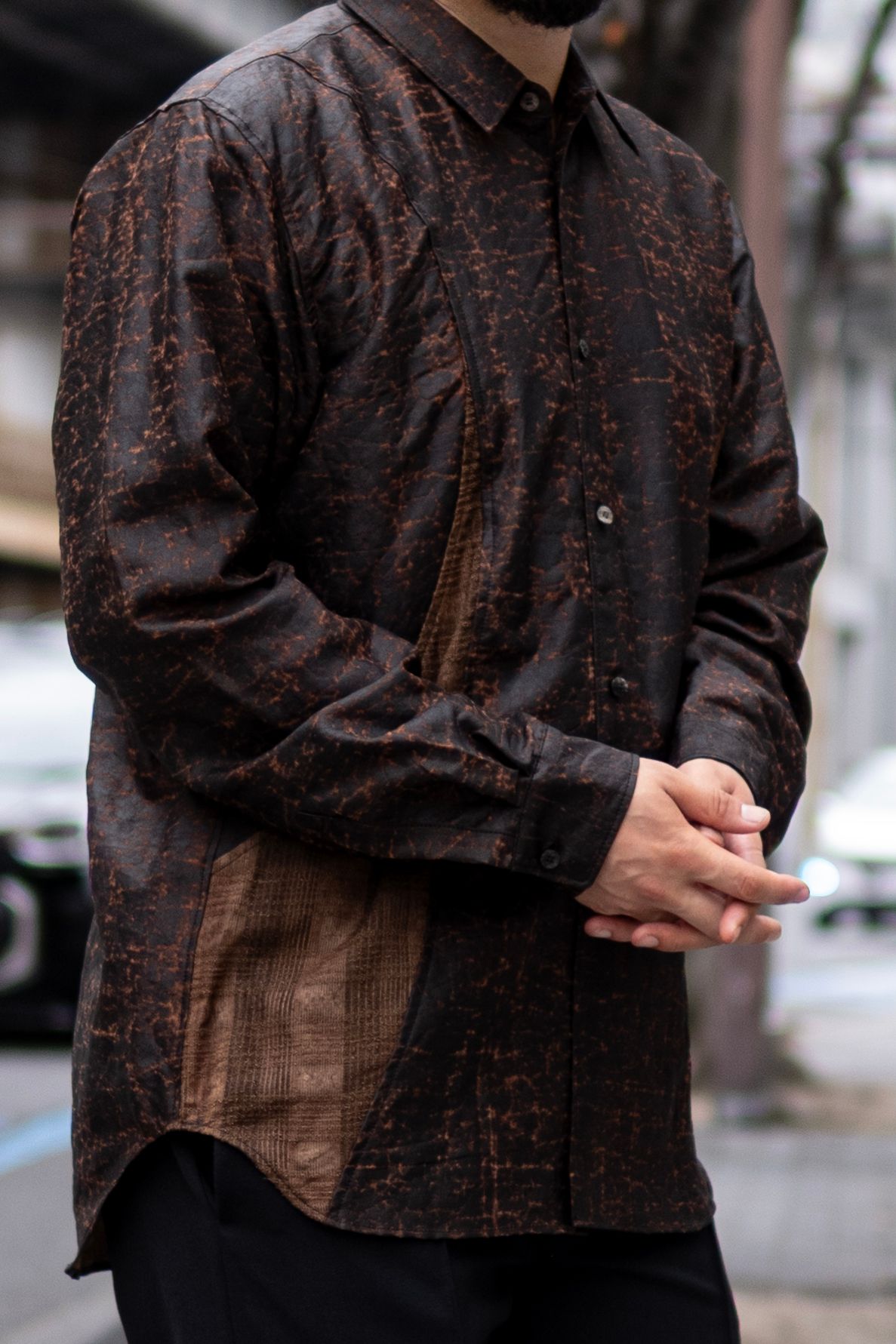 Silk Dorozome Shirt / Brown