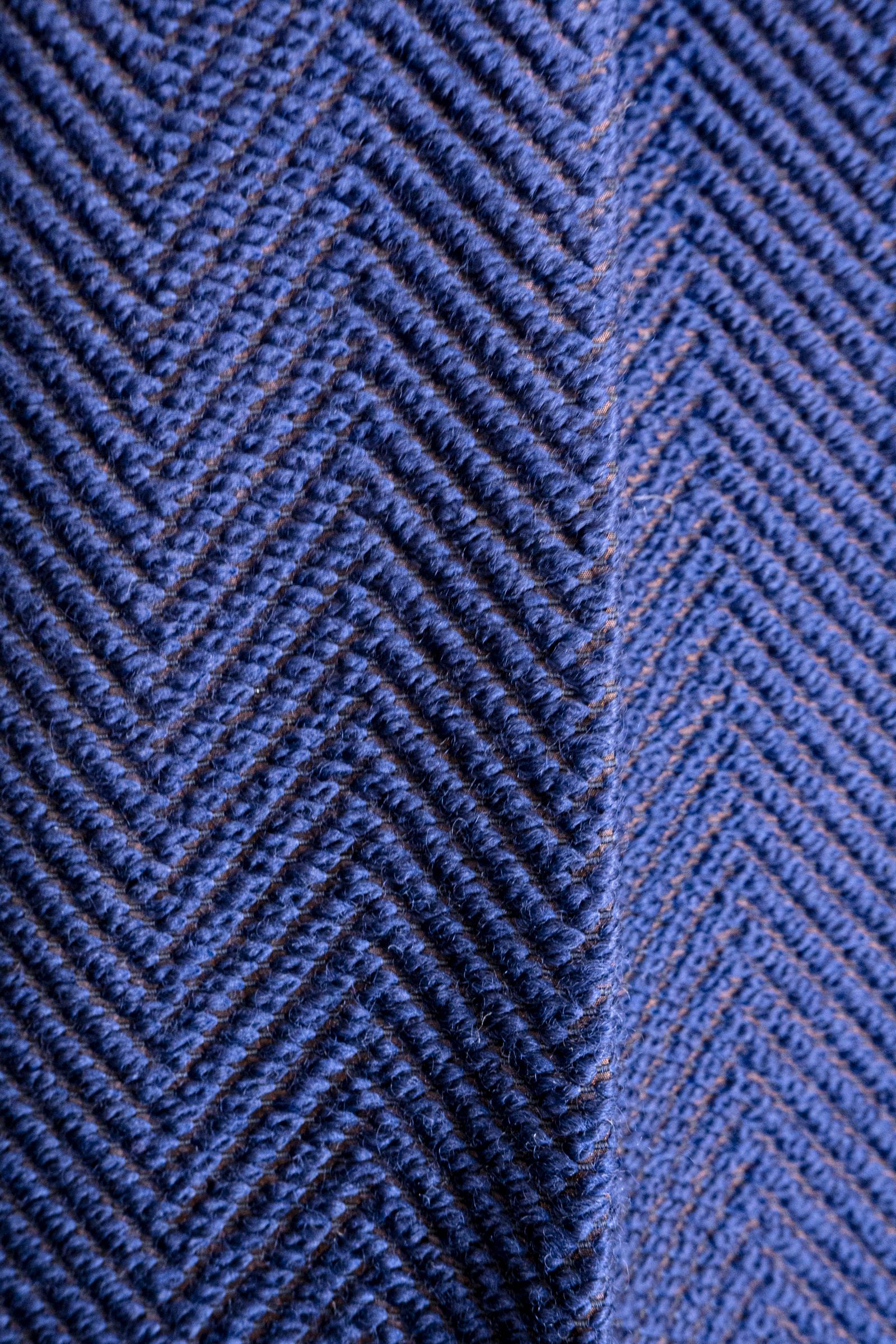 Wool Herringbone Wide Pants / ウールヘリンボーンジャカードワイドパンツ - ROYAL BLUE