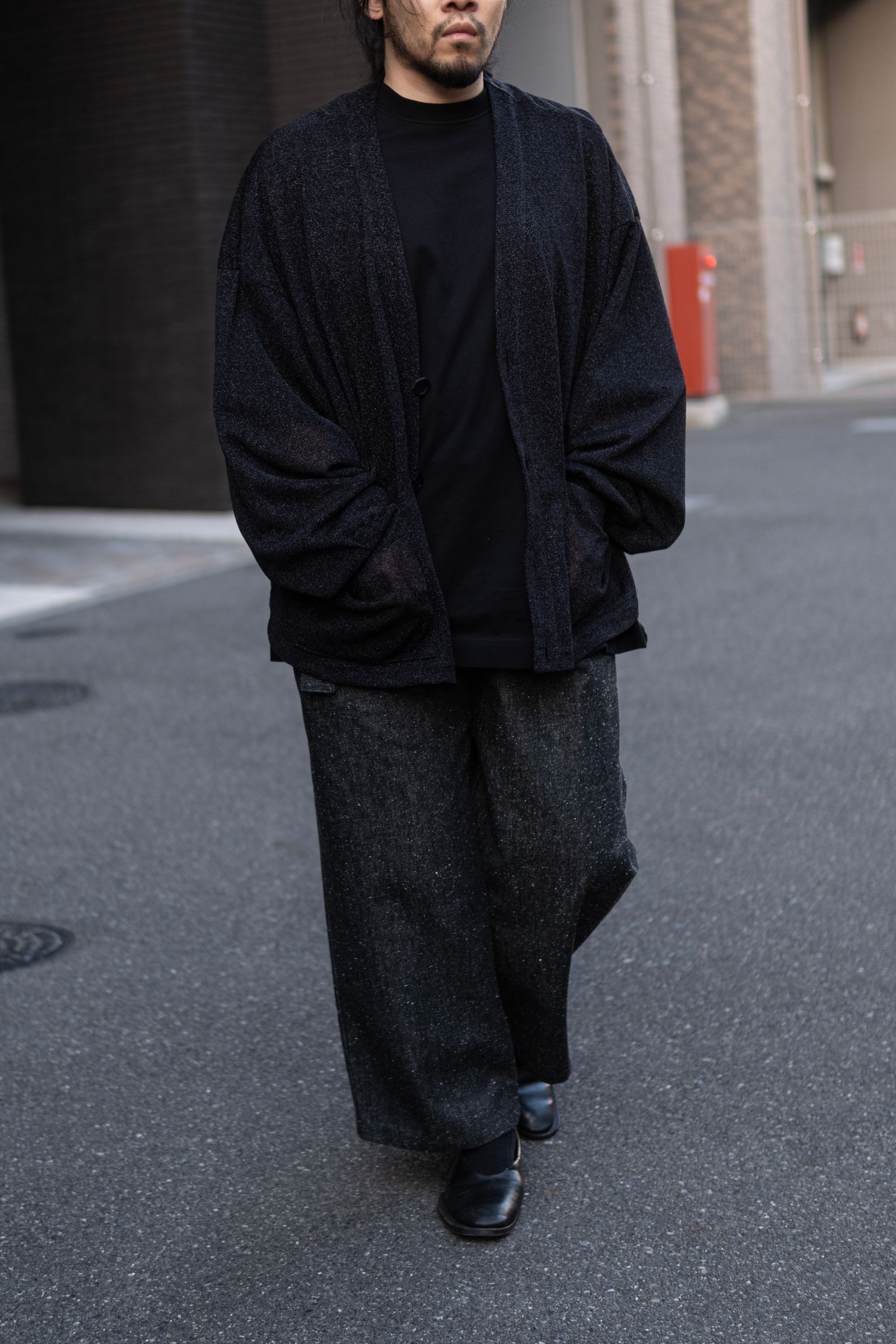 Silk Denim Wide Pants / Black