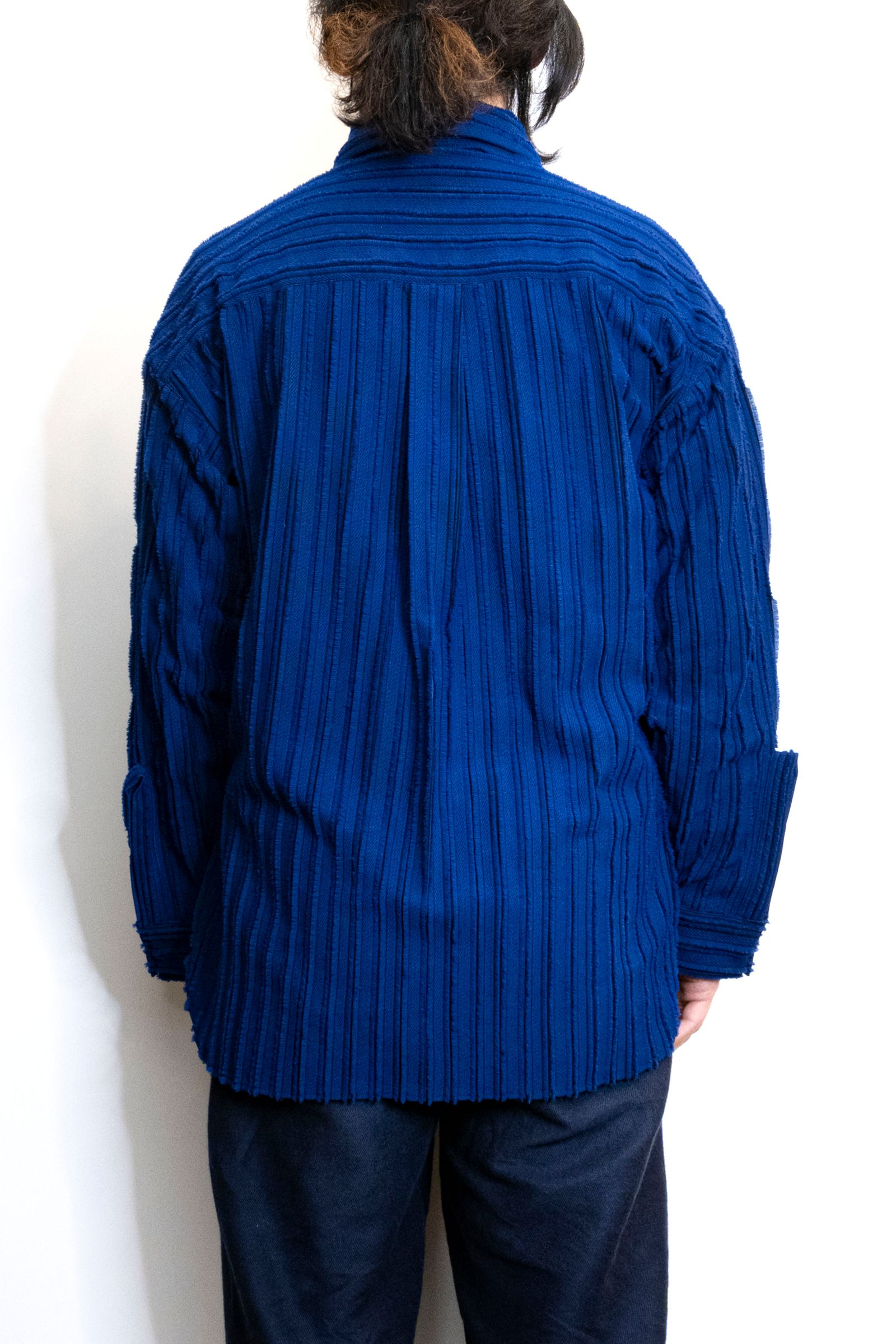 Quilted Striped Jacquard Shirt Blouson / 刺し子ストライプジャカードシャツブルゾン - ROYAL BLUE